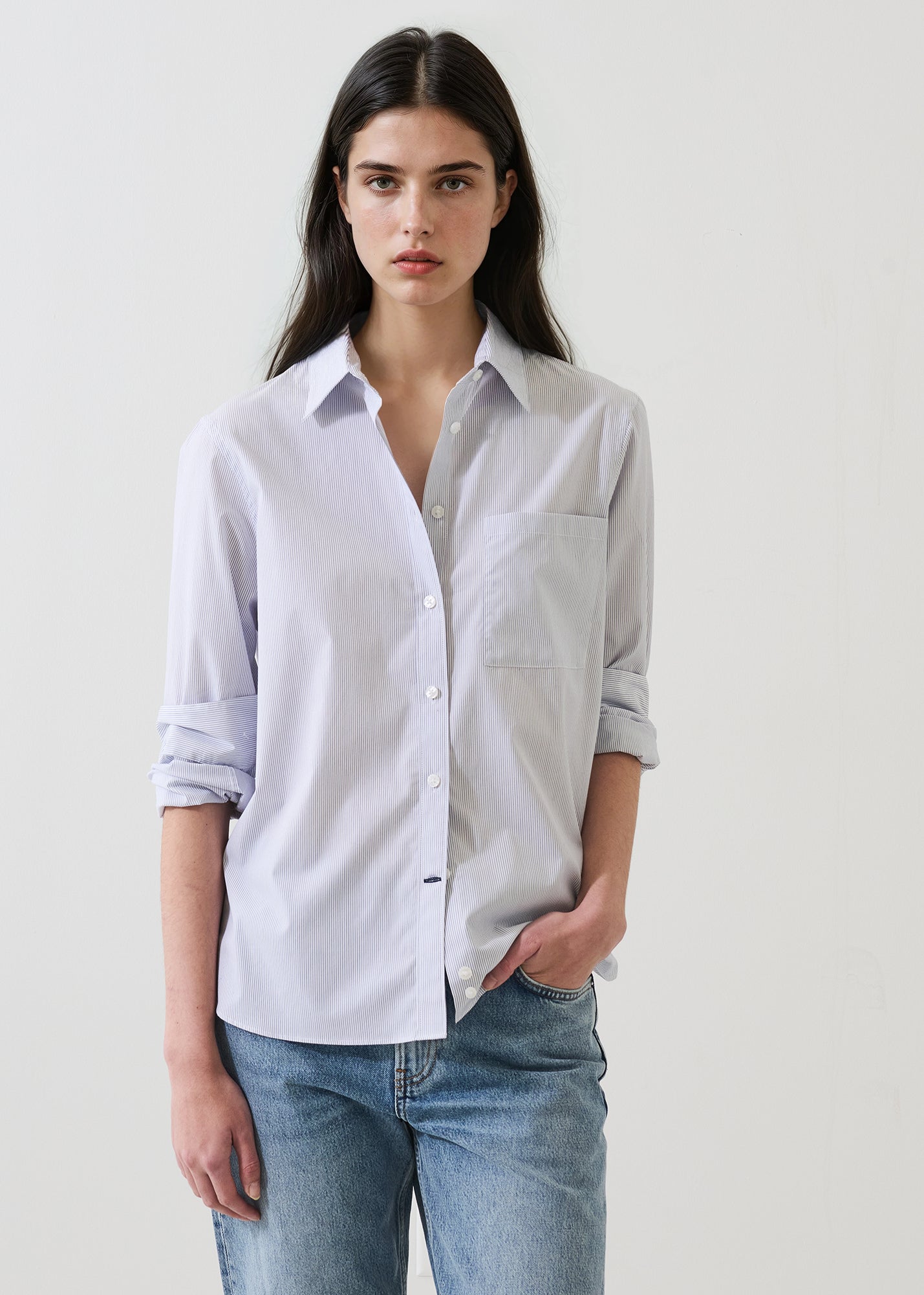 Cotton Stripe Boyfriend Pocket Shirt - PATRICK ASSARAF