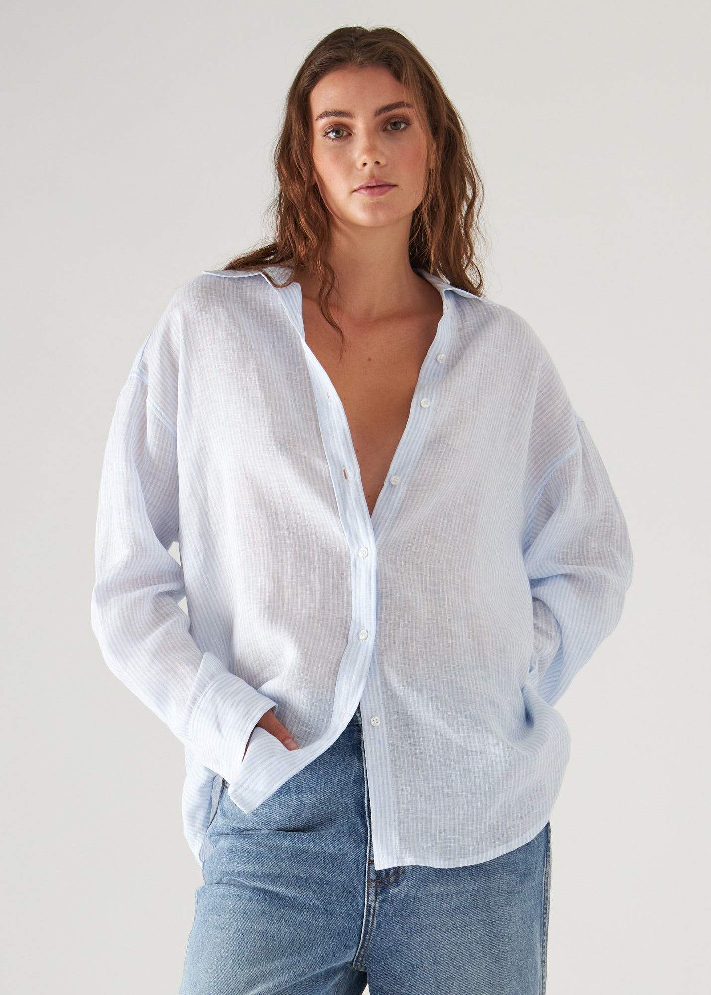 Linen Striped Boyfriend Shirt
