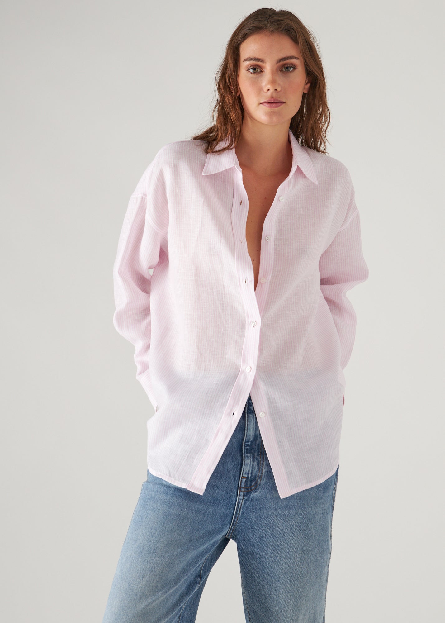 Linen Striped Boyfriend Shirt