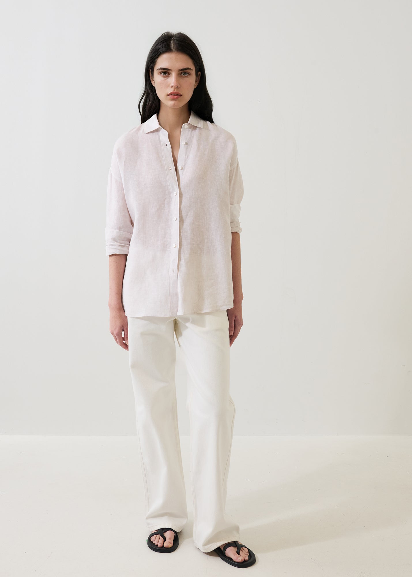 Linen Stripe Boyfriend Shirt - PATRICK ASSARAF