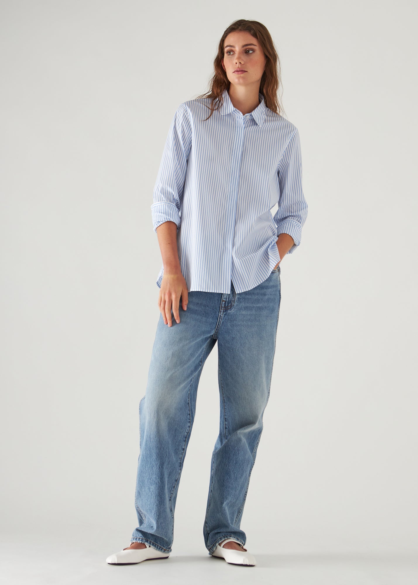Cotton Stretch Striped Shirt