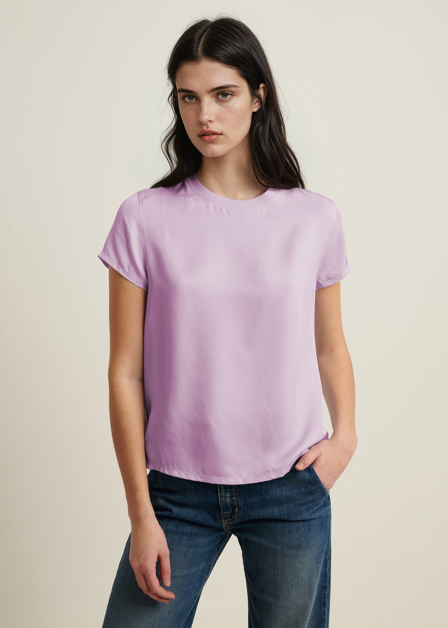 Silk Short Sleeve Crewneck
