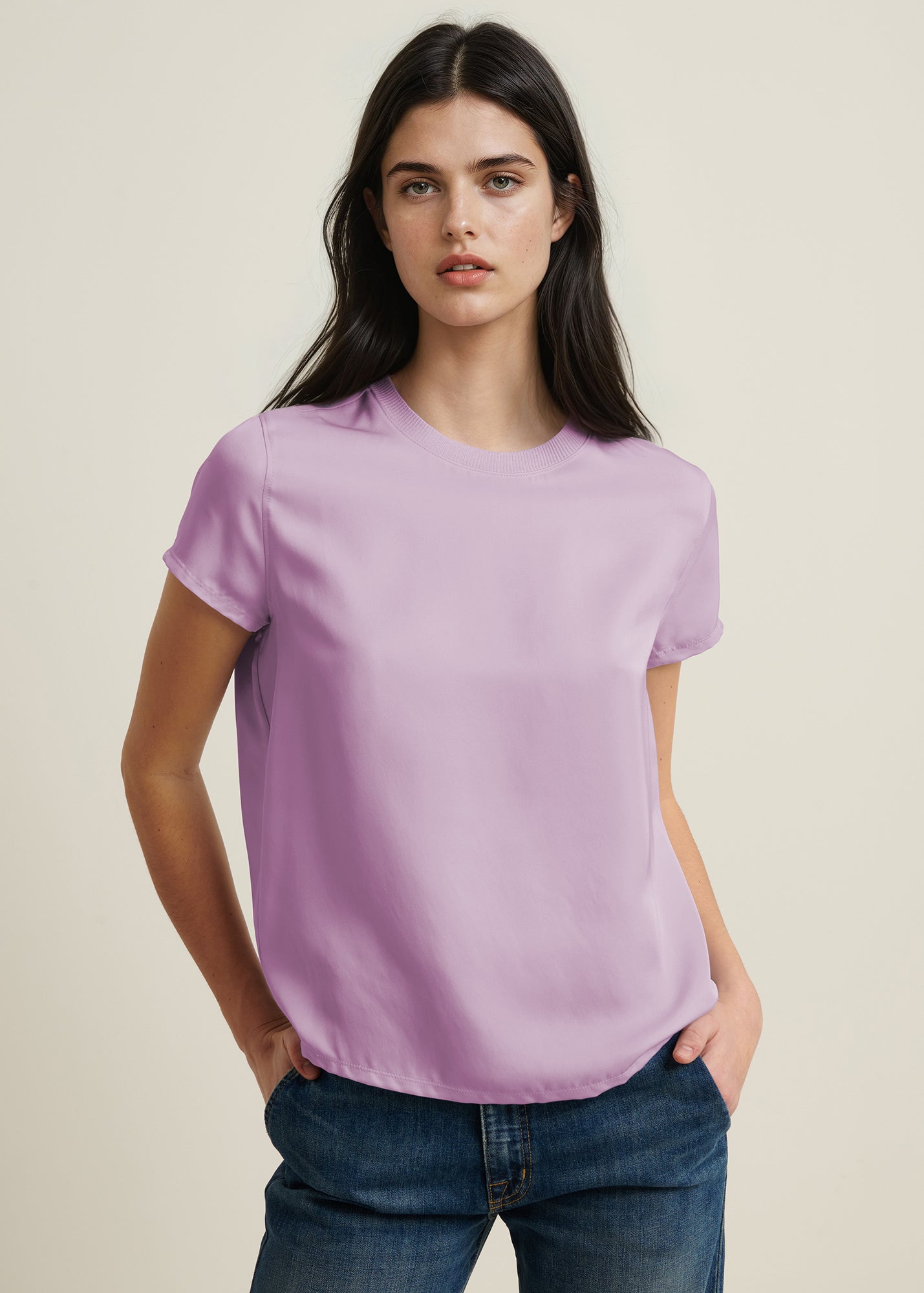 Silk Short Sleeve Crewneck