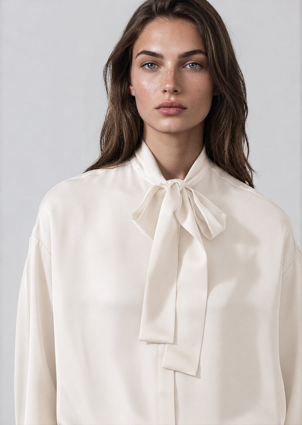 Silk Satin Tie Neck Shirt - PATRICK ASSARAF