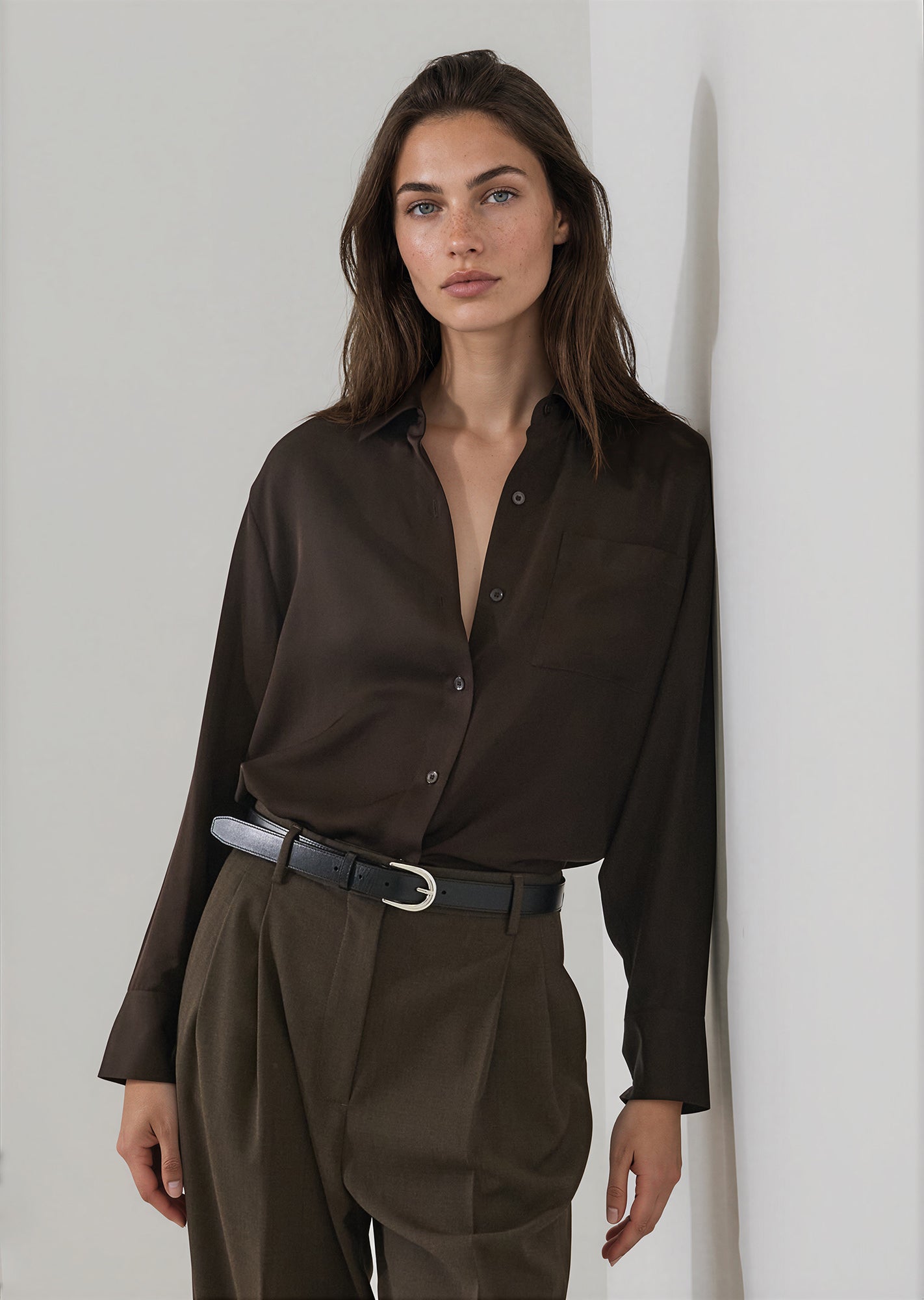 Silk Boyfriend Pocket Shirt