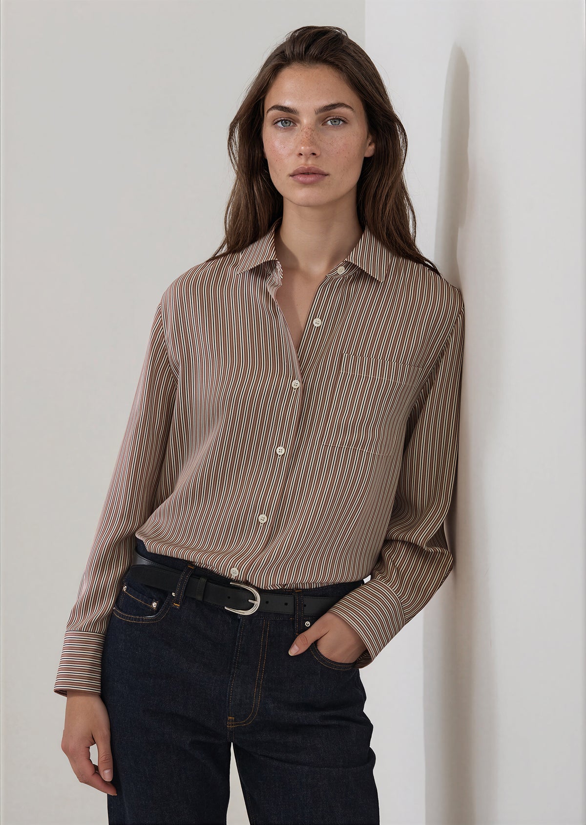 Silk Boyfriend Pocket Shirt