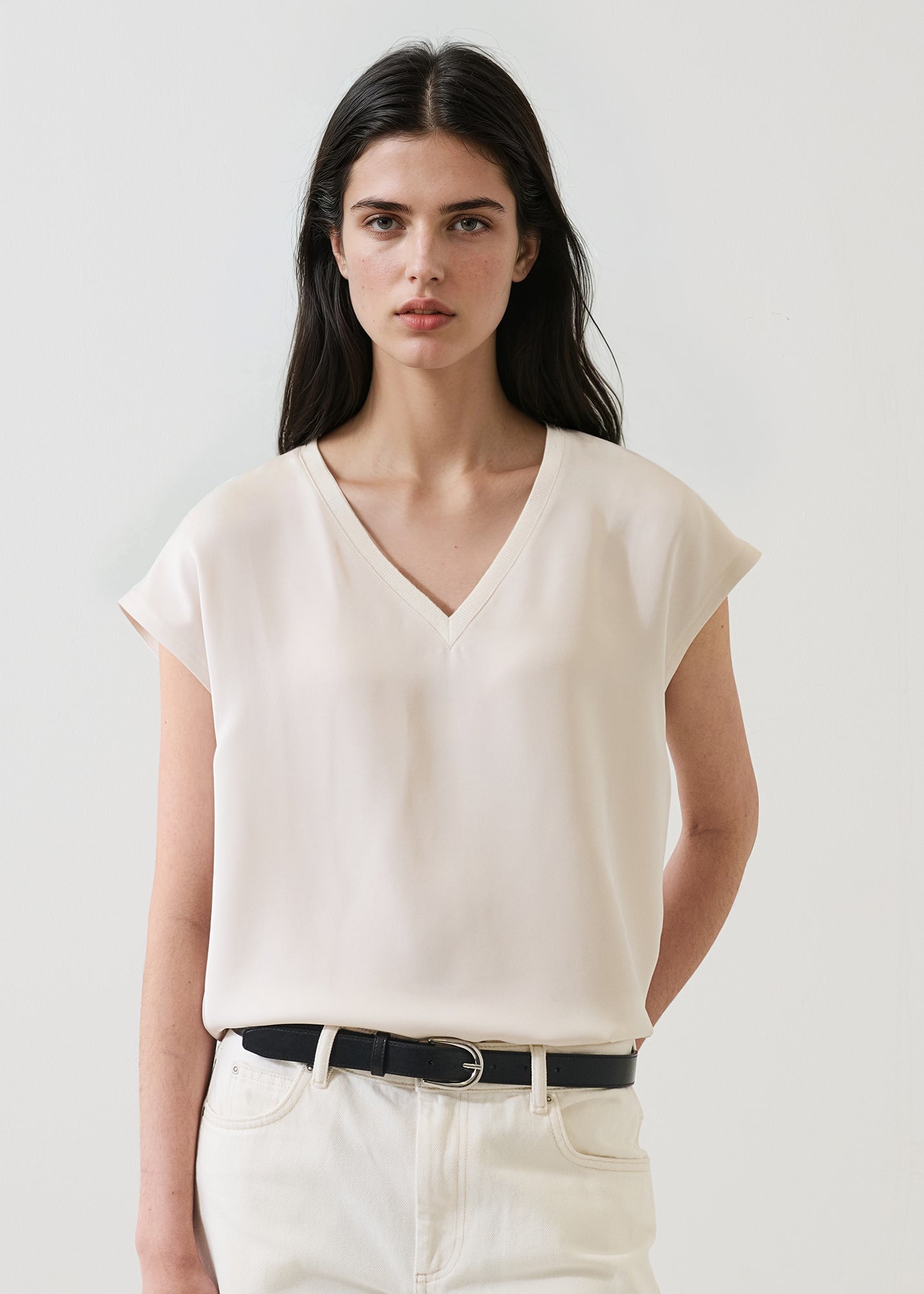 Silk Dolman V-Neck T-Shirt - PATRICK ASSARAF