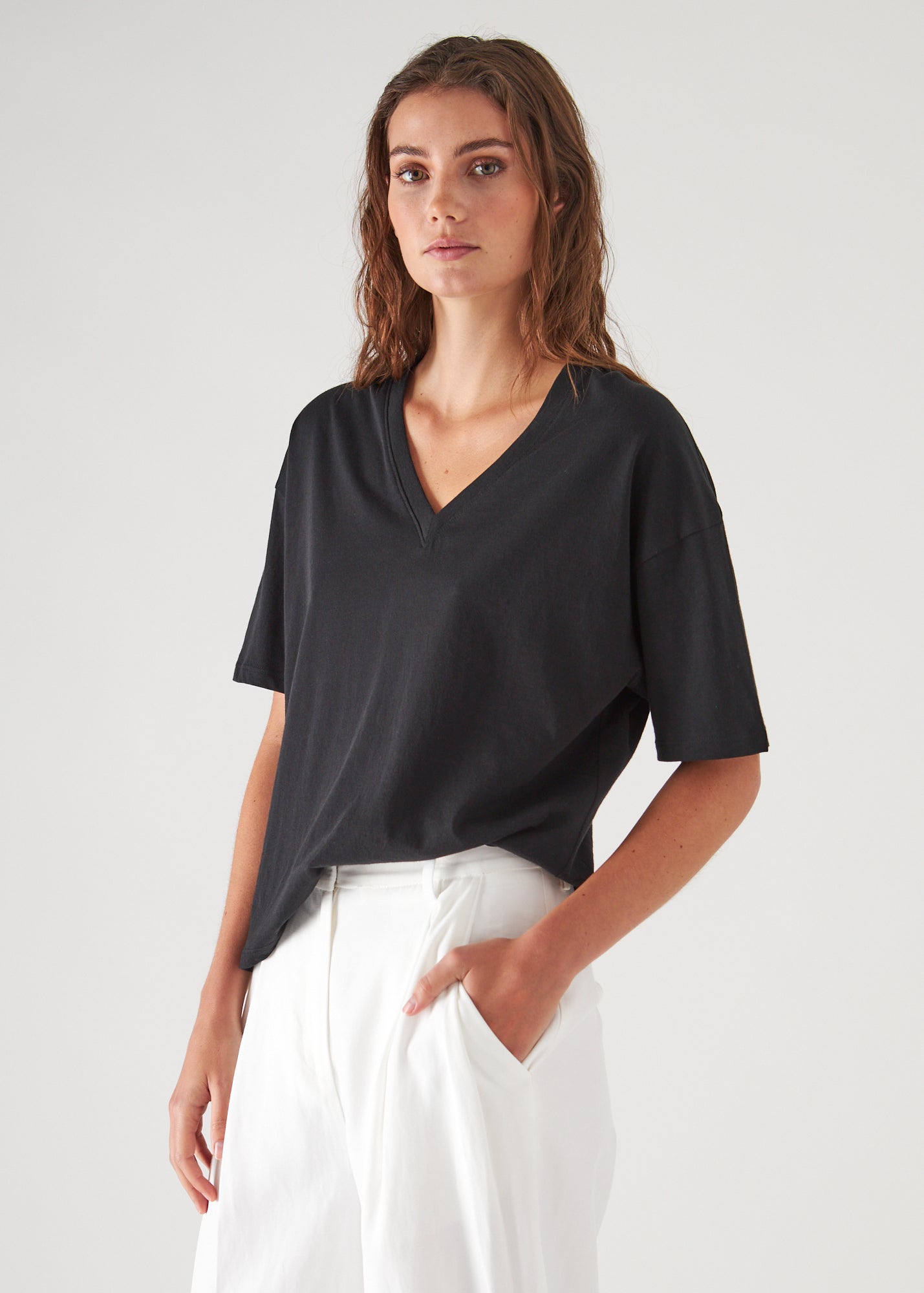 Organic Pima Cotton Oversized V-Neck