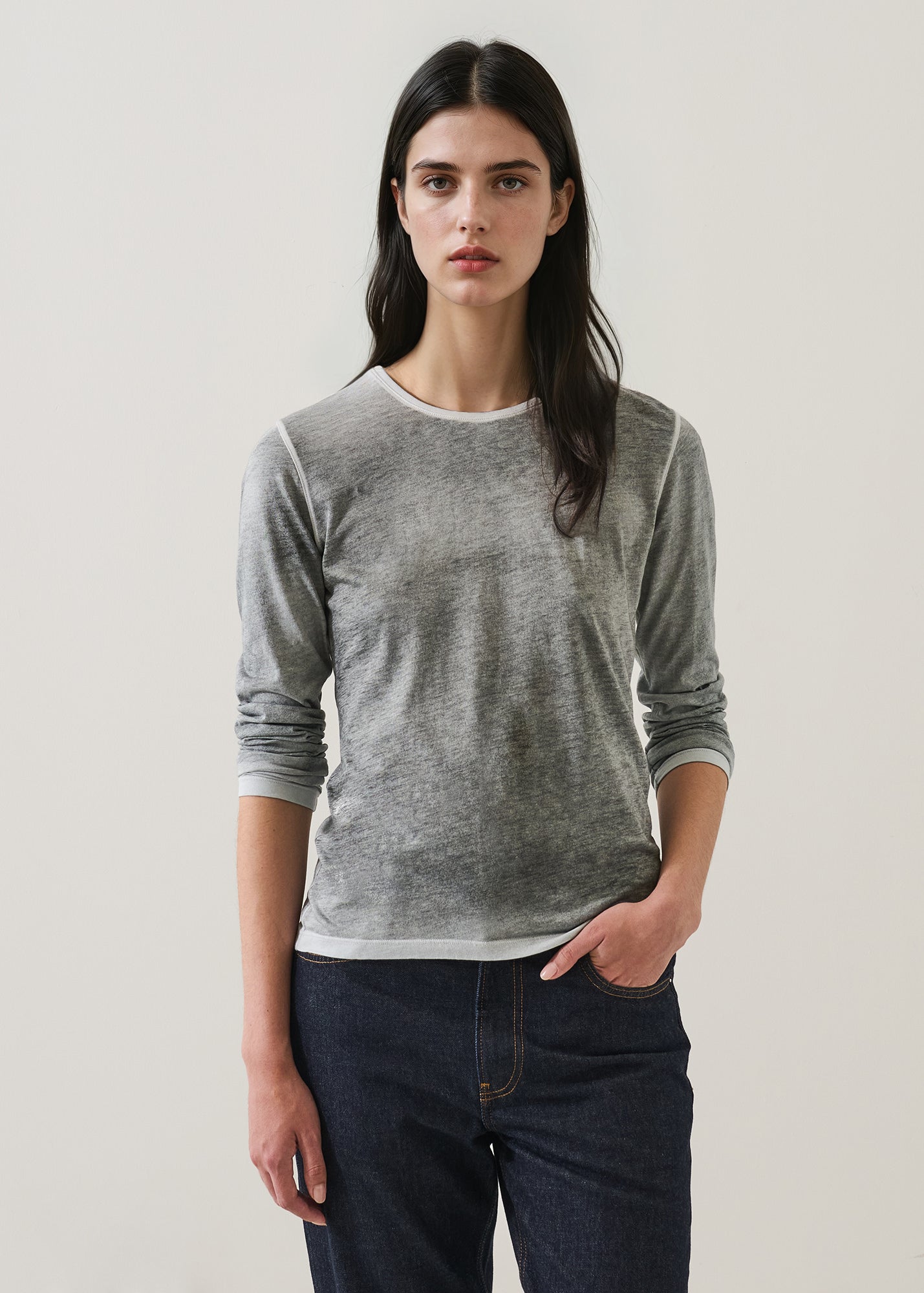 Reverse Spray Lightweight Pima Cotton Slim T-Shirt