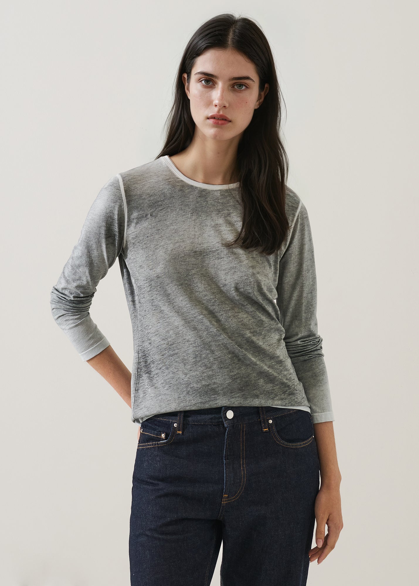 Reverse Spray Lightweight Pima Cotton Slim T-Shirt