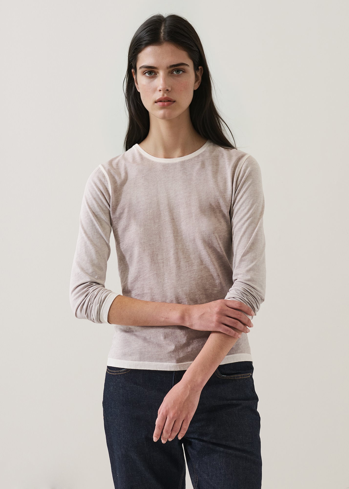 Reverse Spray Lightweight Pima Cotton Slim T-Shirt