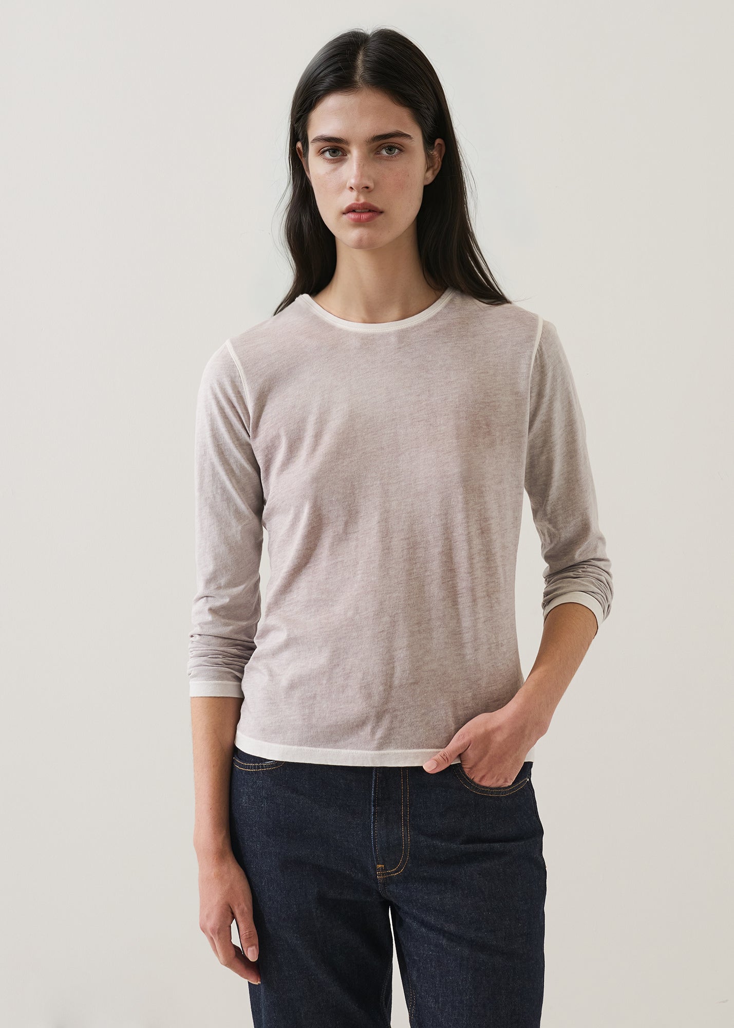 Reverse Spray Lightweight Pima Cotton Slim T-Shirt