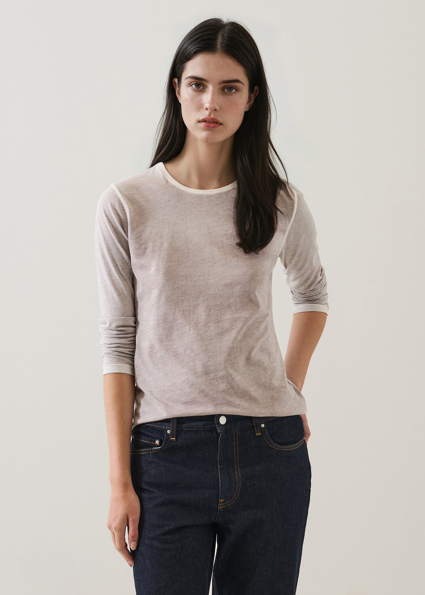 Reverse Spray Lightweight Pima Cotton Slim T-Shirt