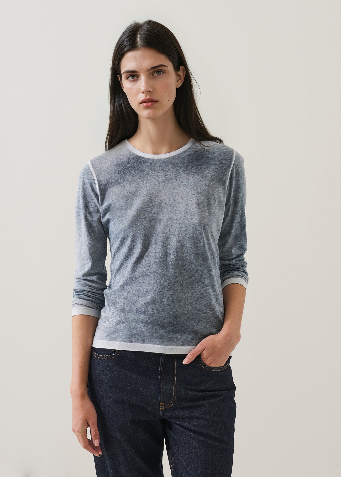 Reverse Spray Lightweight Pima Cotton Slim T-Shirt