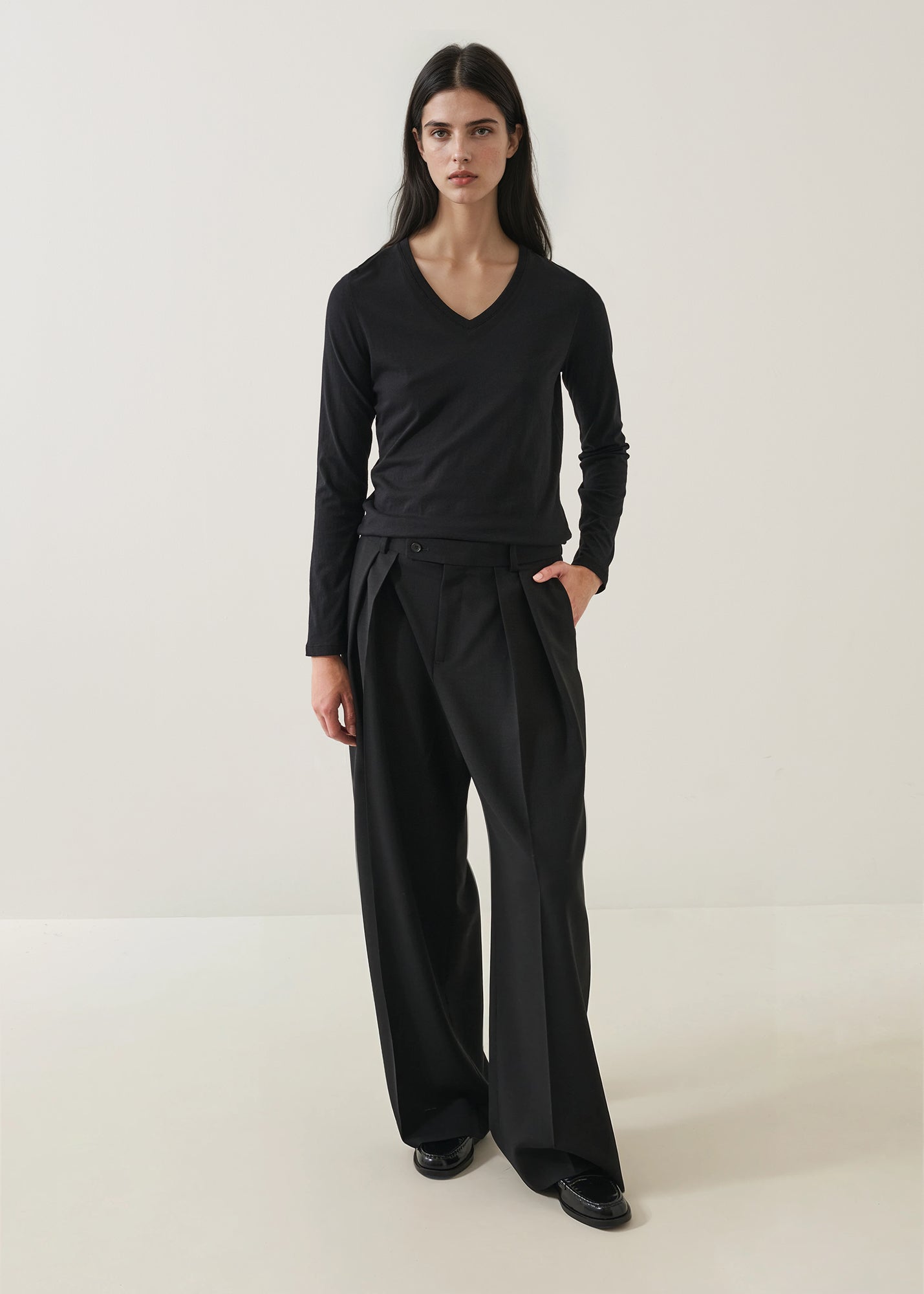 Lightweight Pima Cotton Long Sleeve V-Neck - PATRICK ASSARAF