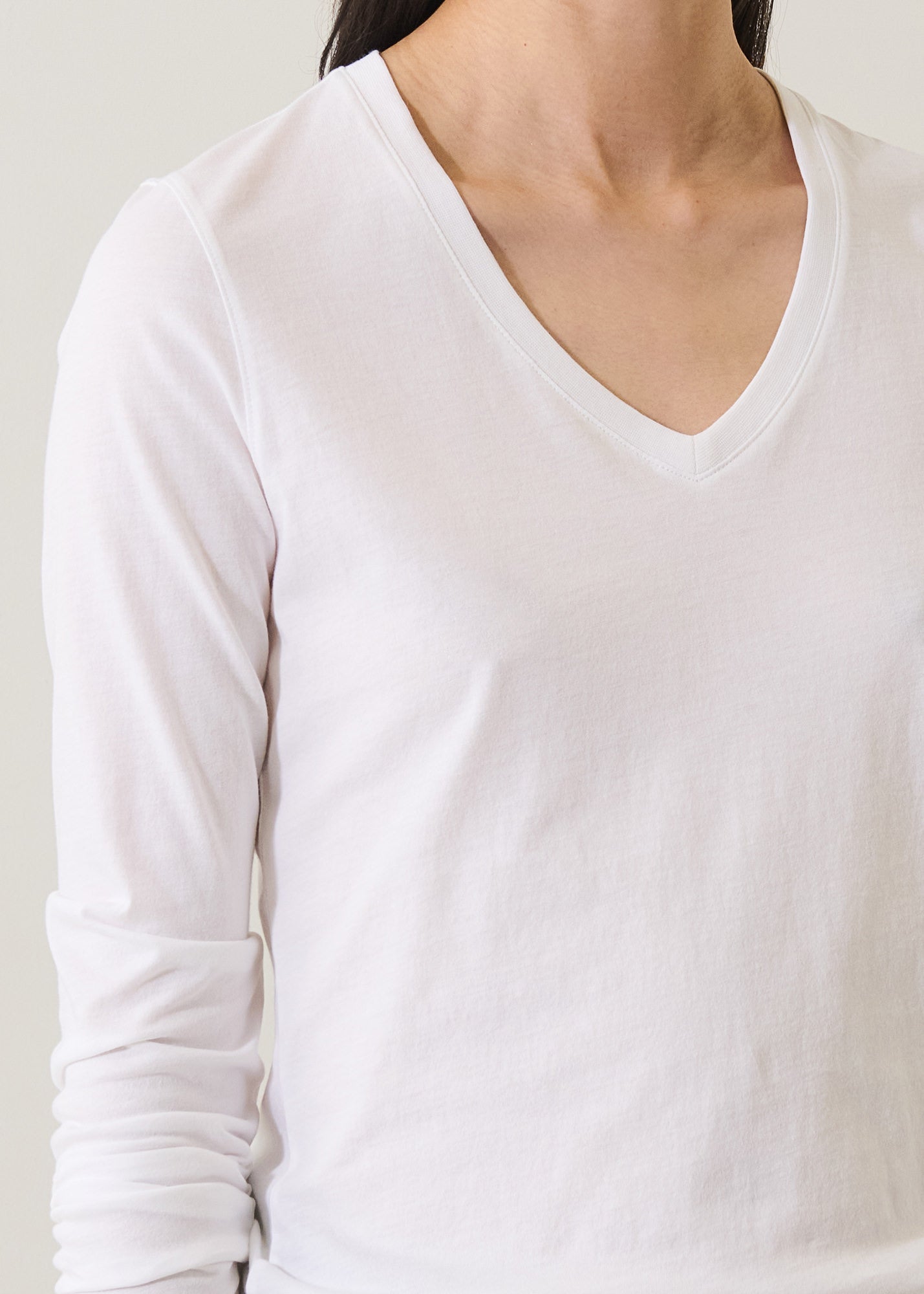 Lightweight Pima Cotton Long Sleeve V-Neck - PATRICK ASSARAF