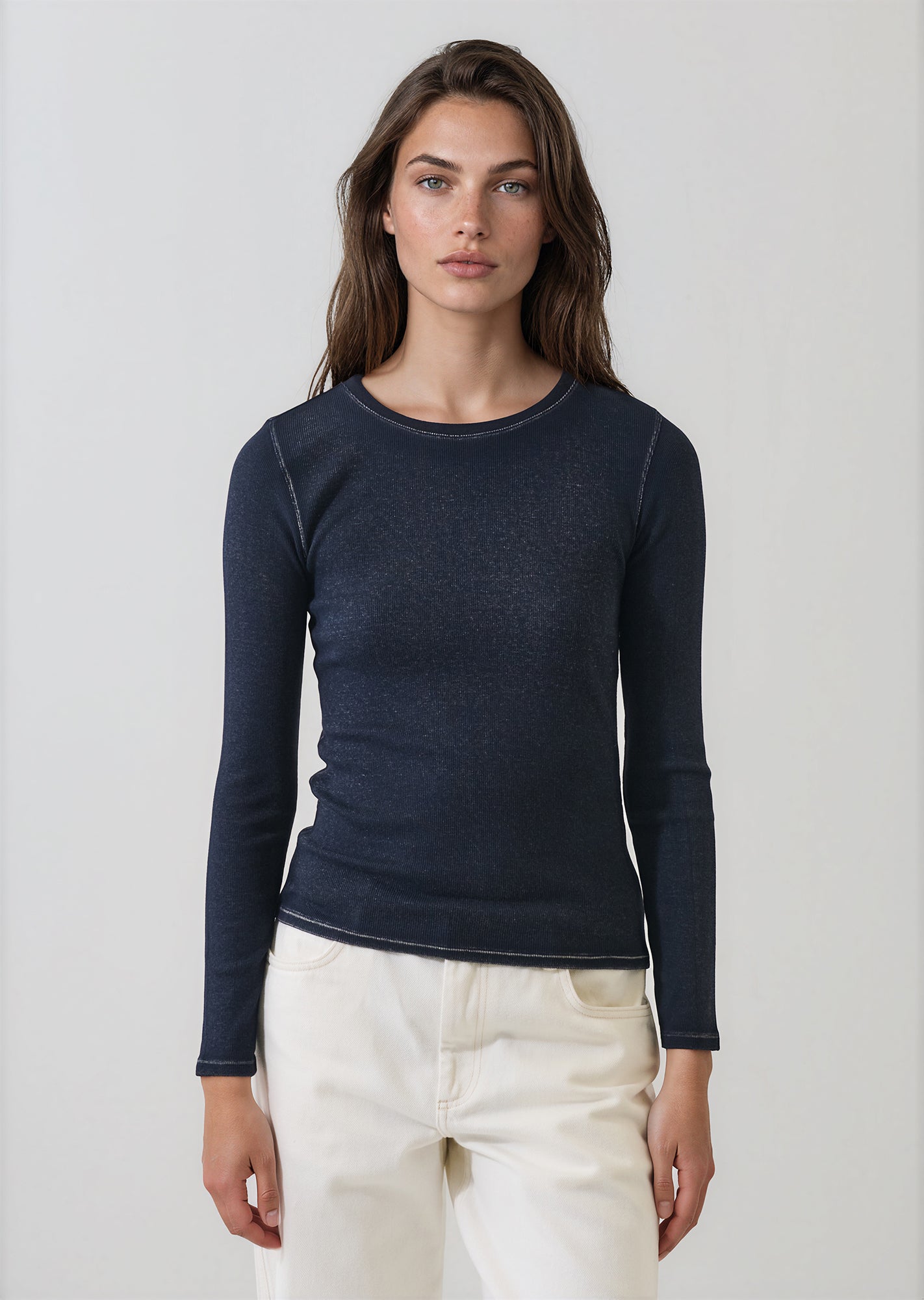Vintage Wash Pima Cotton Stretch Ribbed T-Shirt - PATRICK ASSARAF