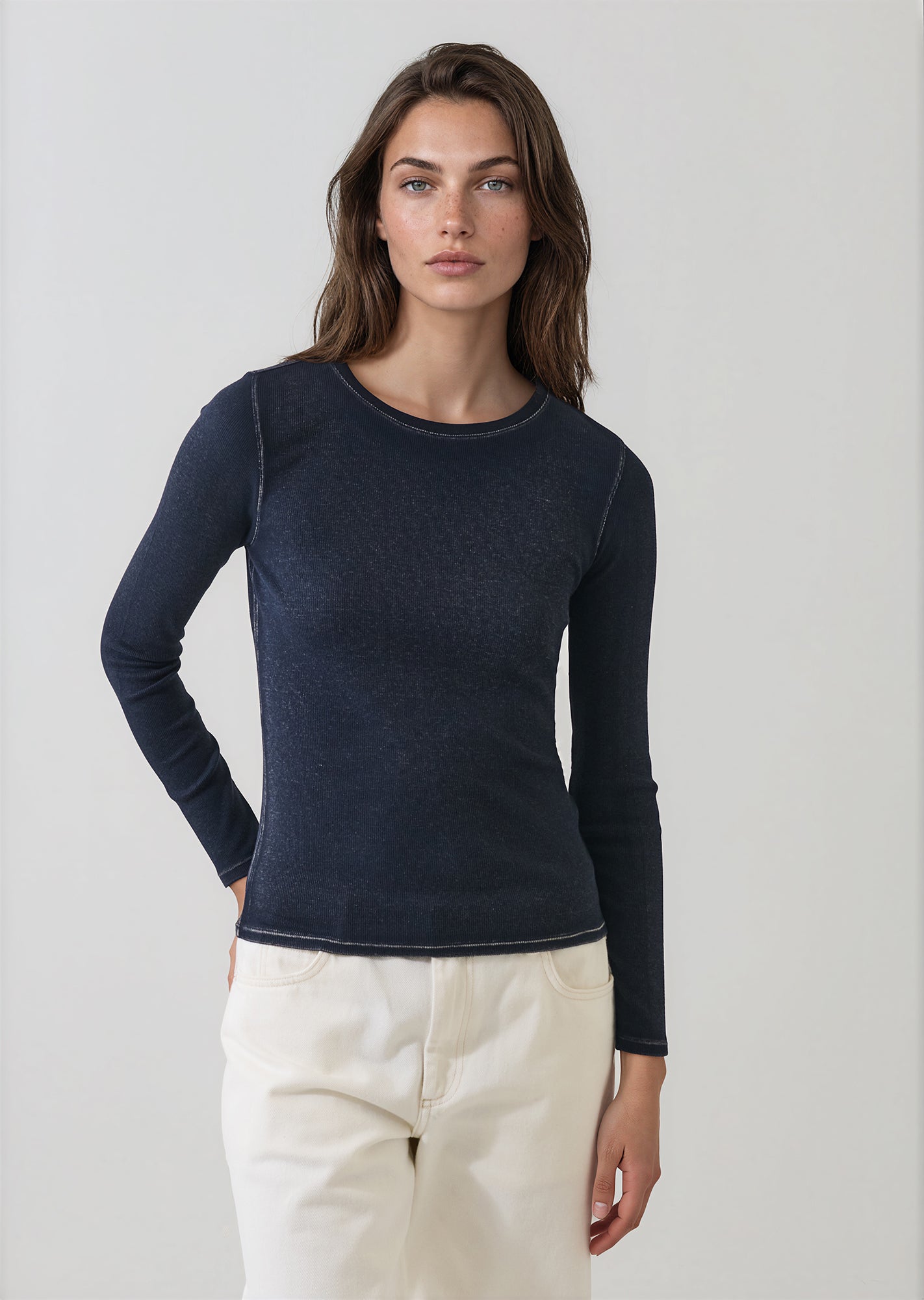Vintage Wash Pima Cotton Stretch Ribbed T-Shirt - PATRICK ASSARAF