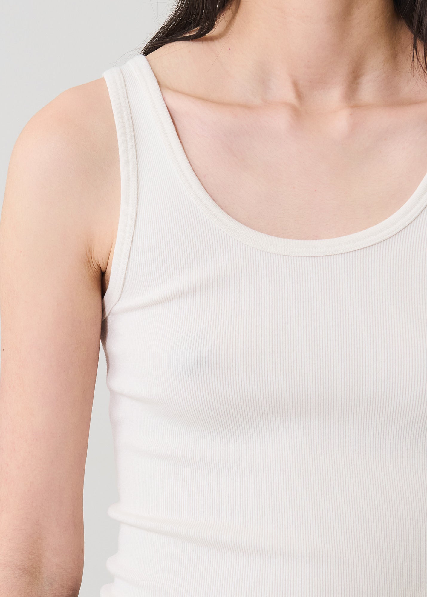 Pima Cotton Stretch Scoop Neck Rib Tank - PATRICK ASSARAF