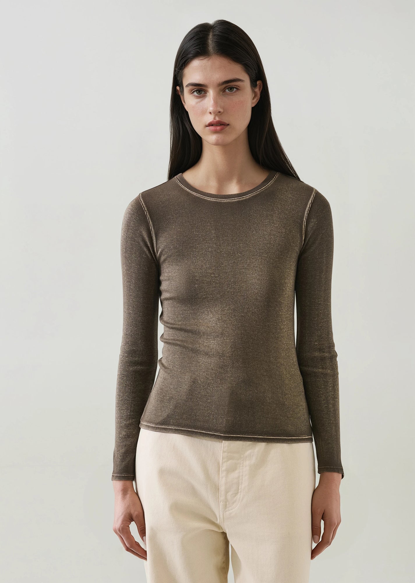 Vintage Wash Pima Cotton Stretch Ribbed T-Shirt - PATRICK ASSARAF