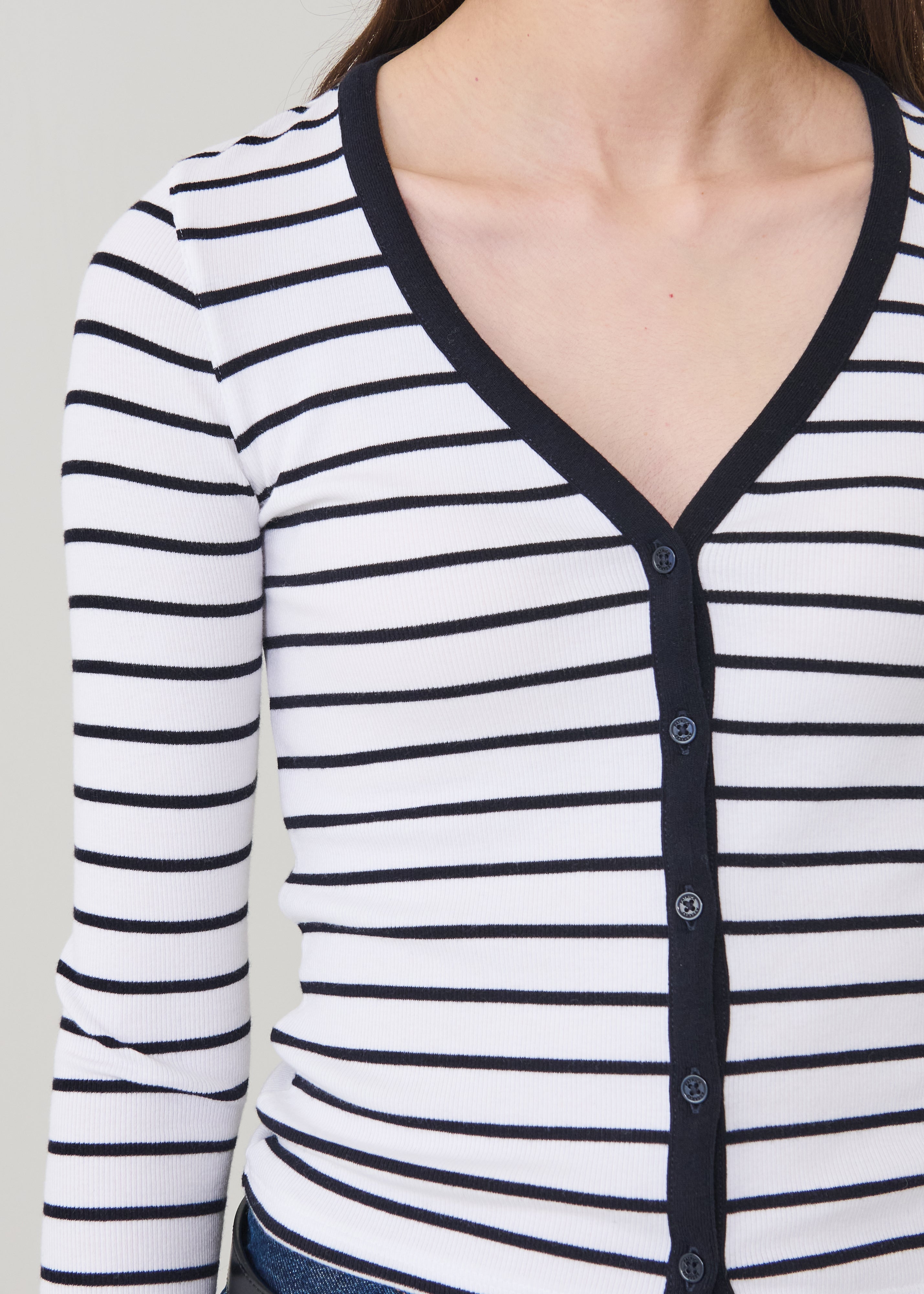 Pima Cotton Stretch Striped
Ribbed Cardigan - PATRICK ASSARAF
