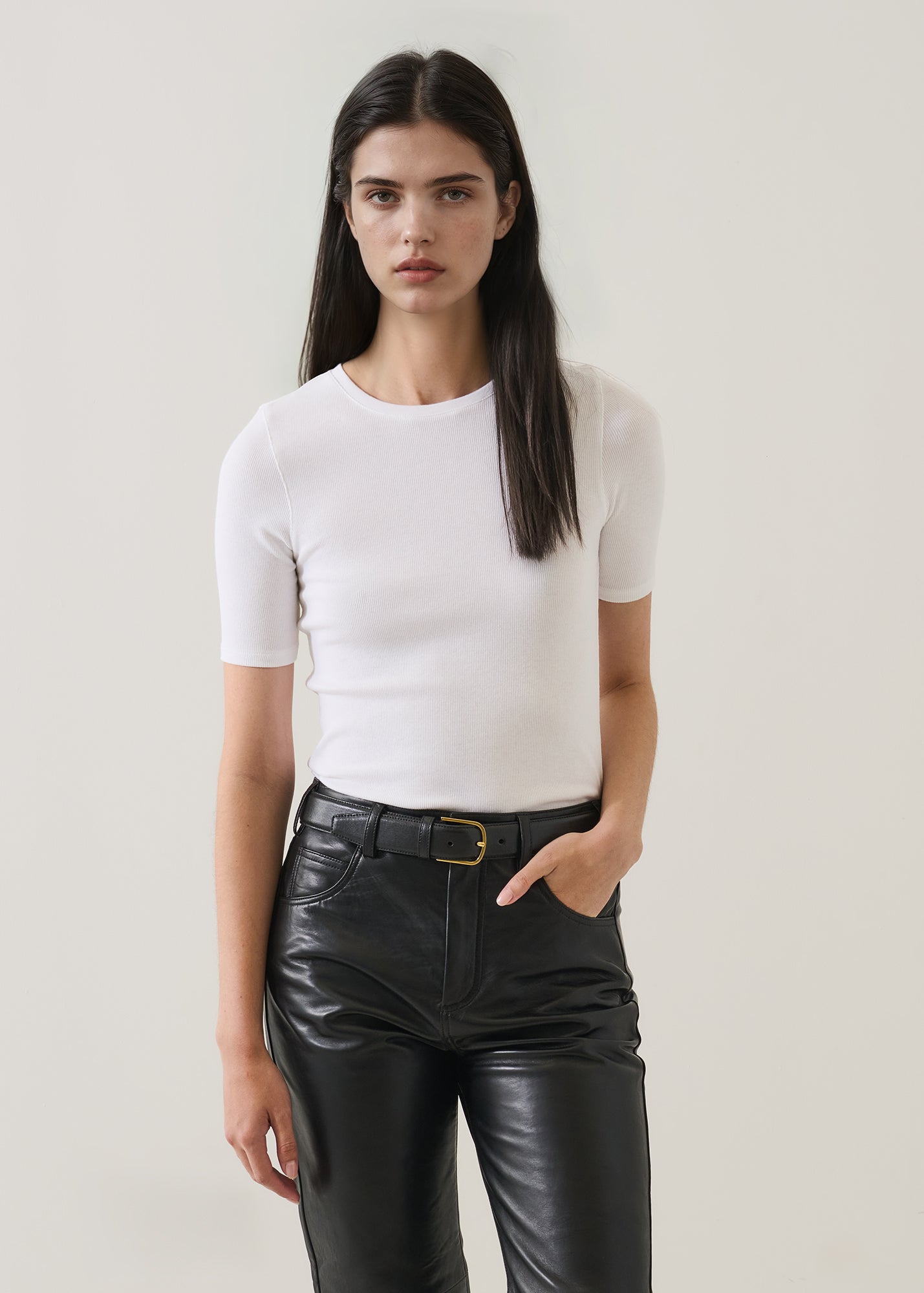 Pima Cotton Stretch Ribbed T-Shirt - PATRICK ASSARAF