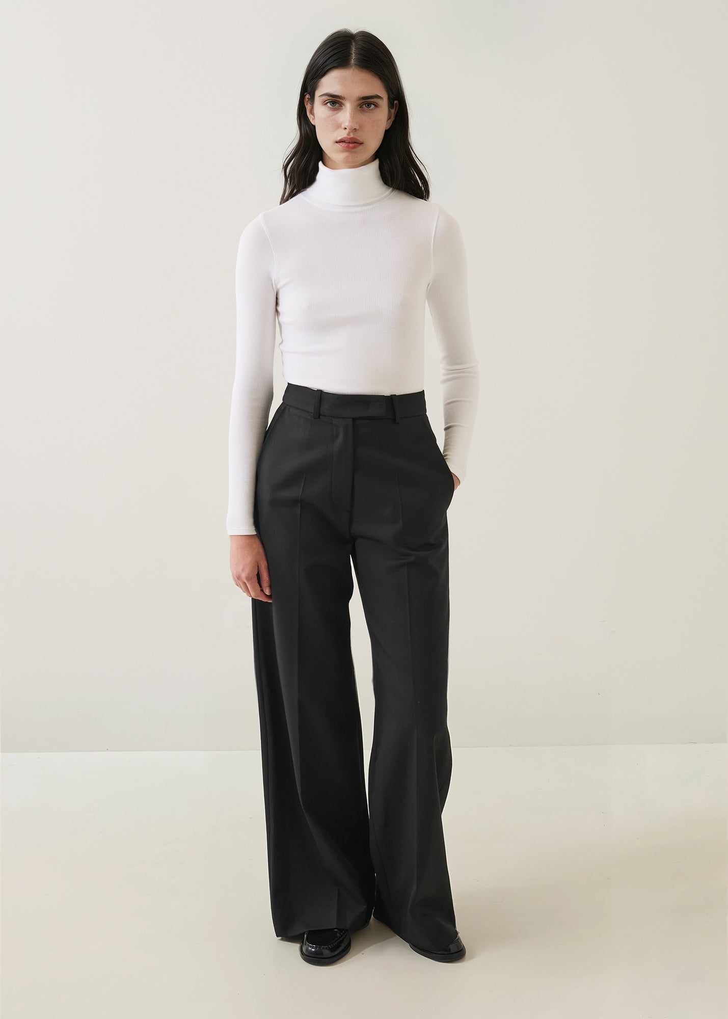 Pima Cotton Stretch Ribbed Turtleneck