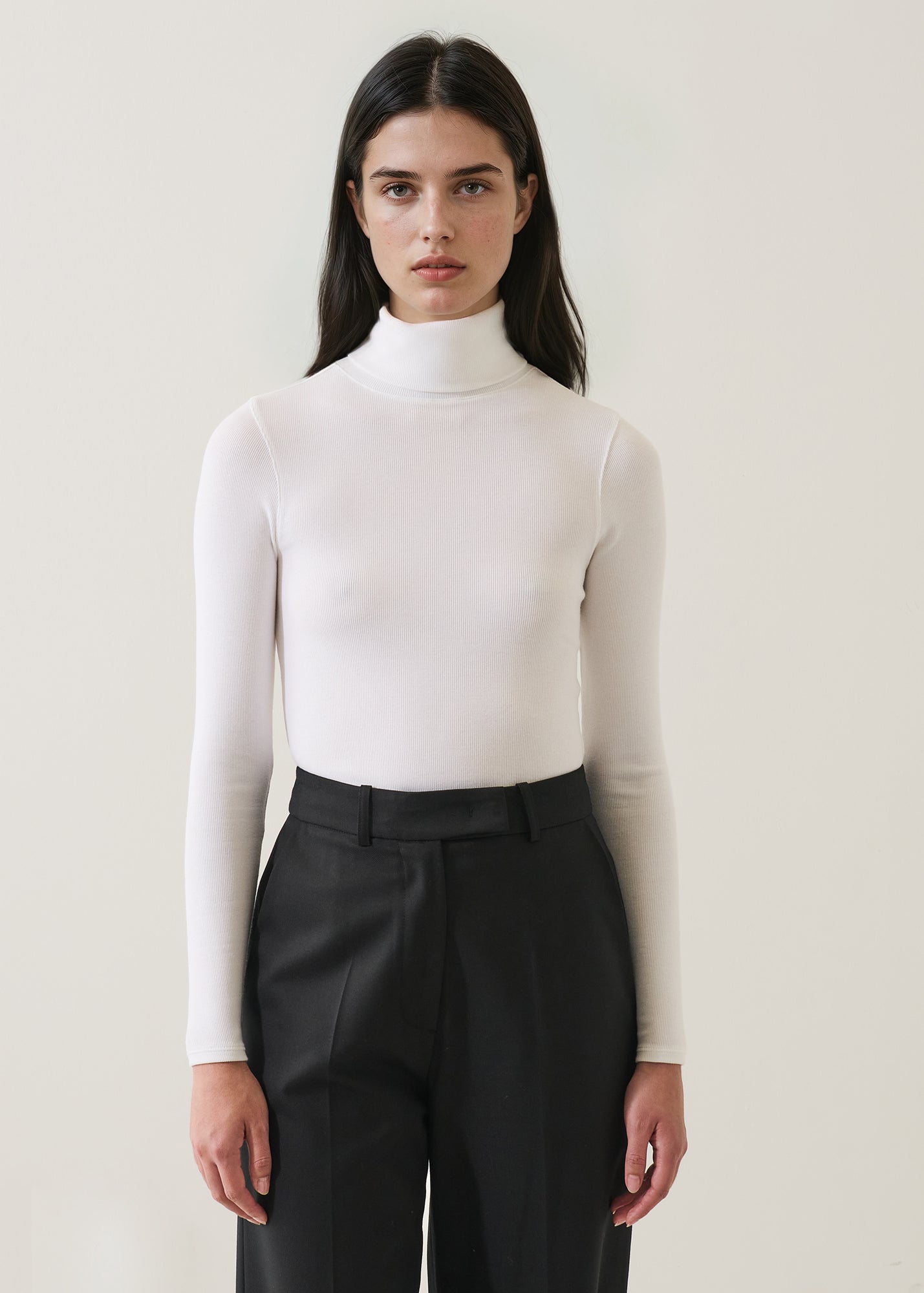 Pima Cotton Stretch Ribbed Turtleneck