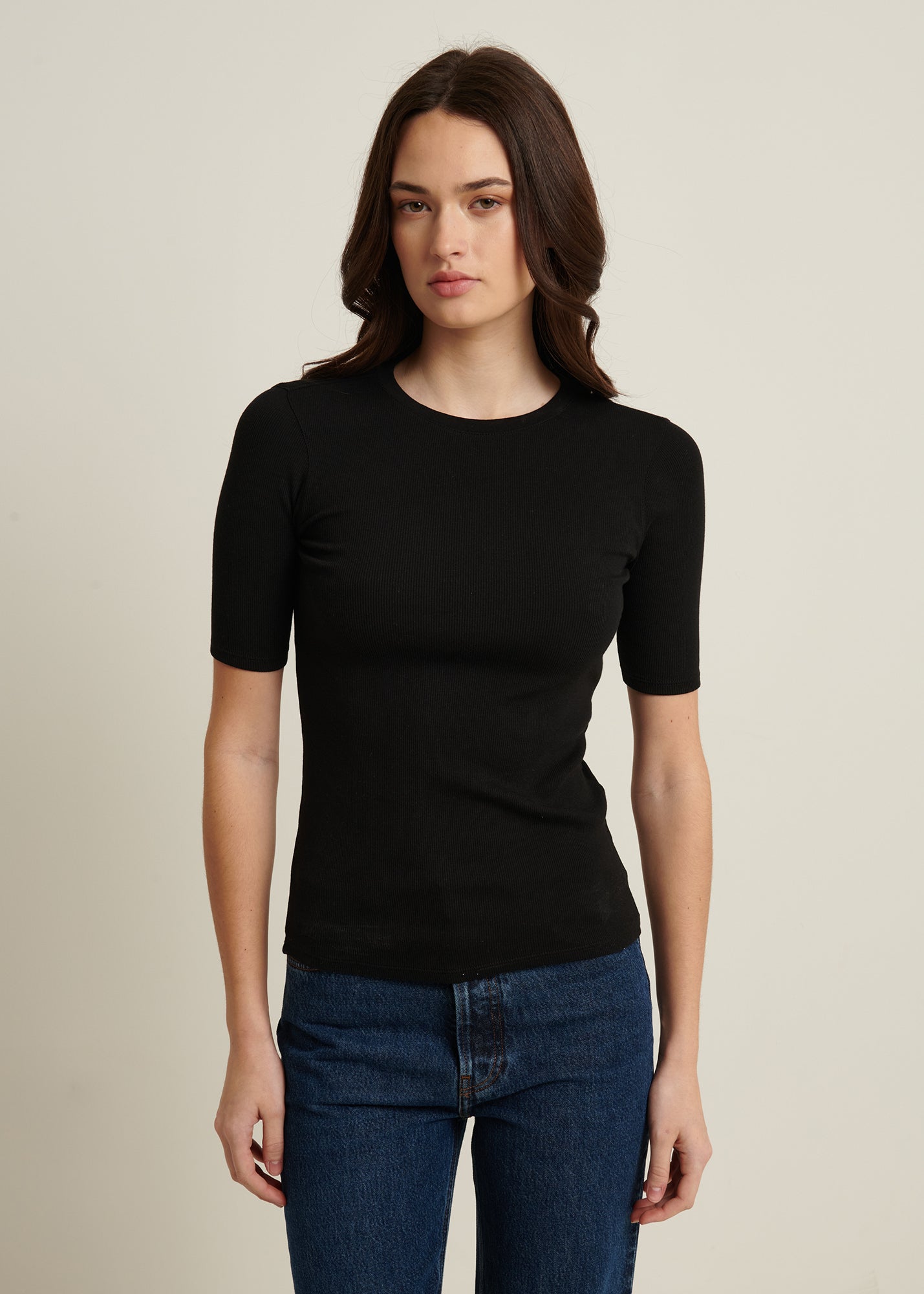 Pima Cotton Stretch Ribbed T-Shirt