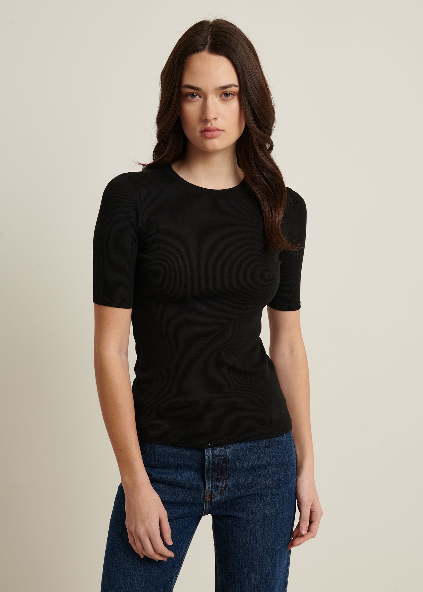 Pima Cotton Stretch Ribbed T-Shirt
