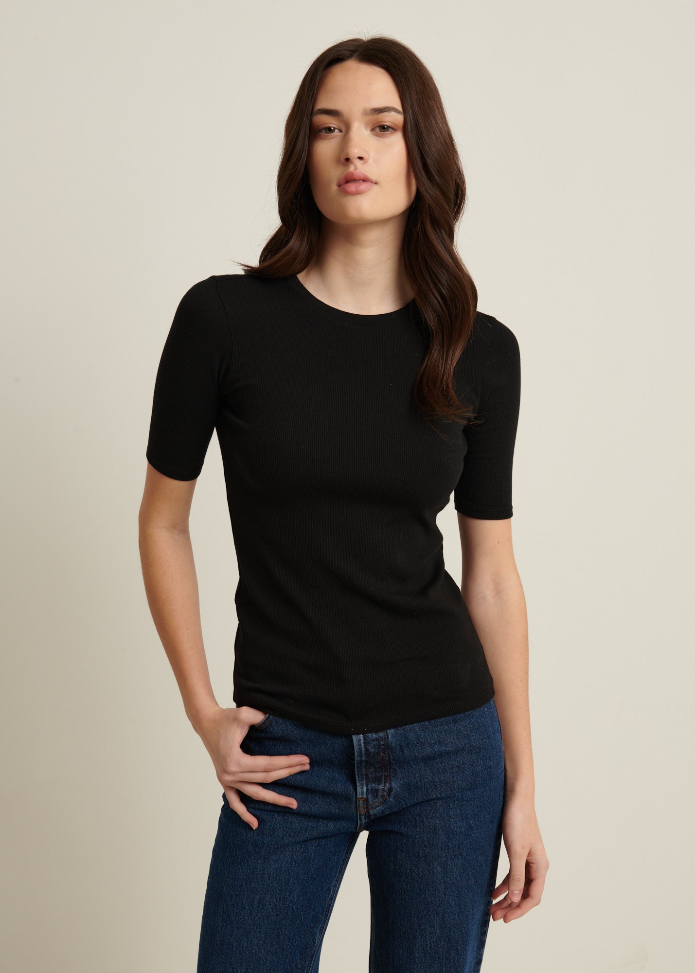 Pima Cotton Stretch Ribbed T-Shirt