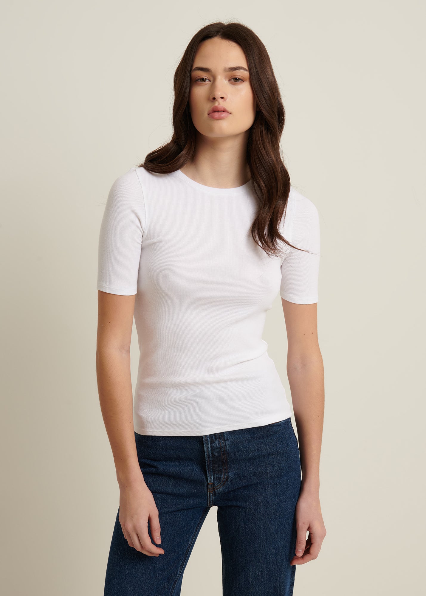 Pima Cotton Stretch Ribbed T-Shirt