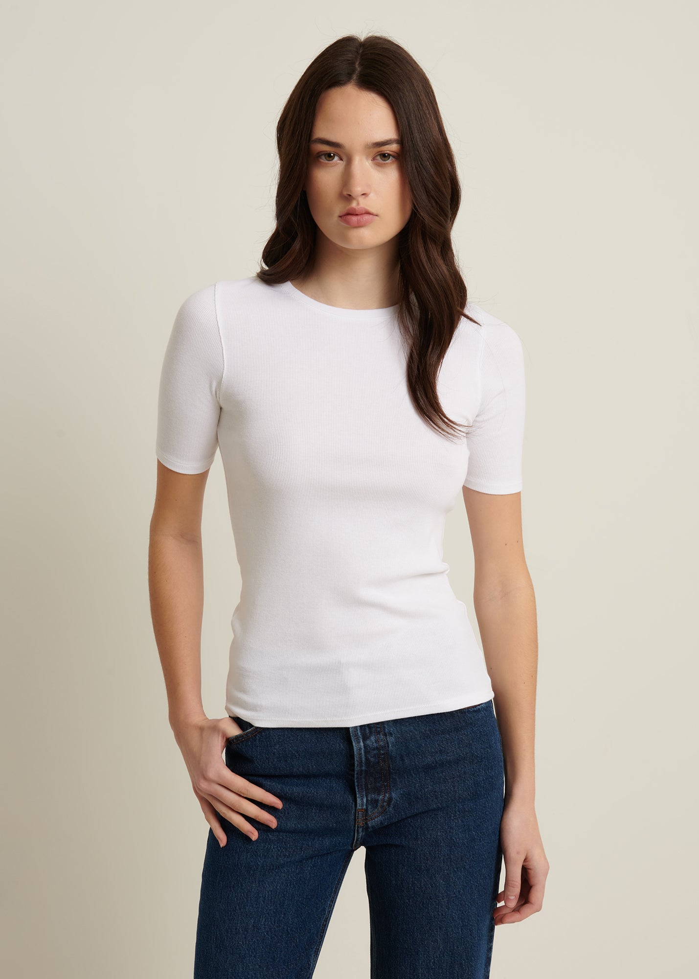 Pima Cotton Stretch Ribbed T-Shirt