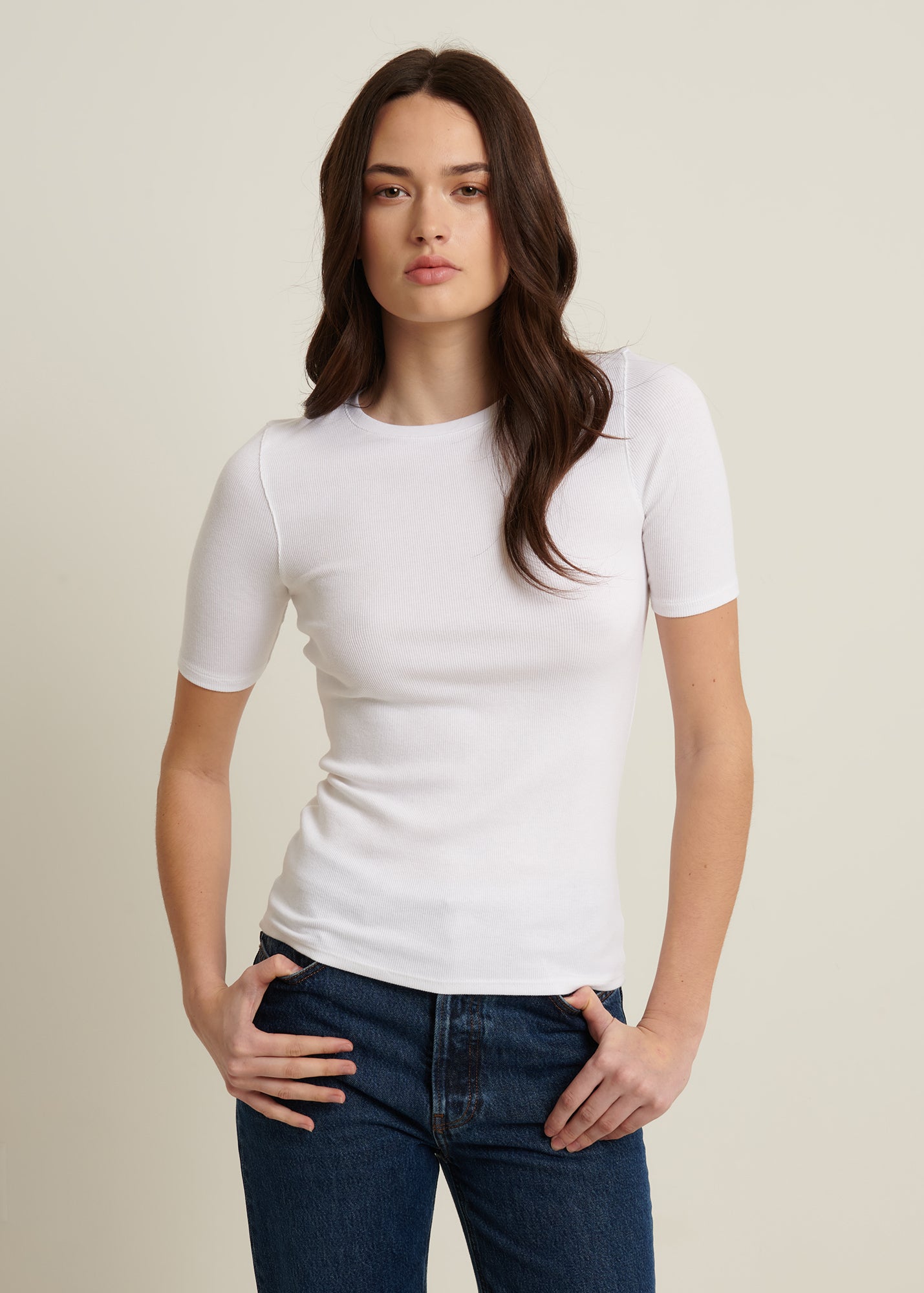 Pima Cotton Stretch Ribbed T-Shirt