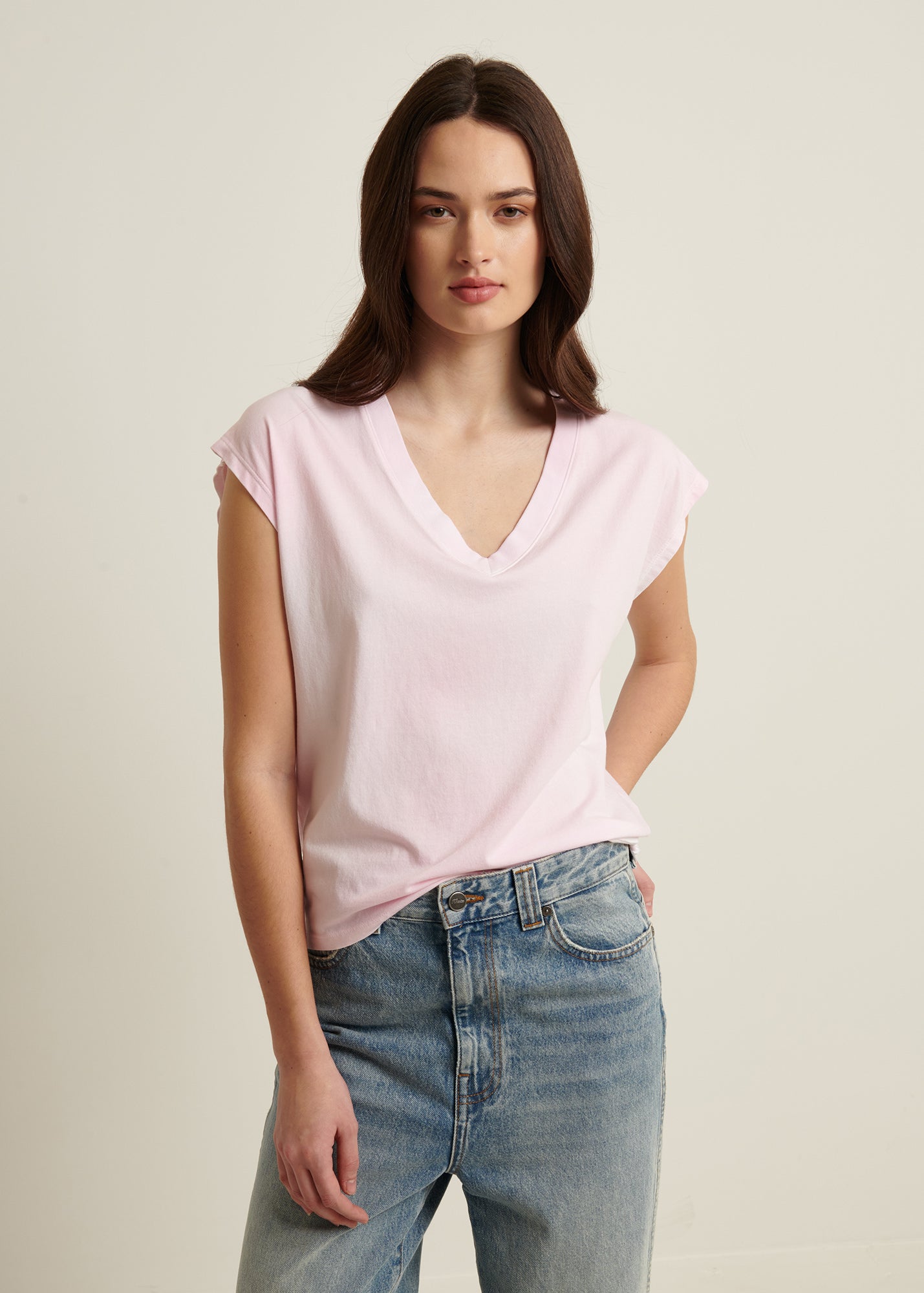 Tie Dye Pima Cotton Stretch Dolman V-Neck