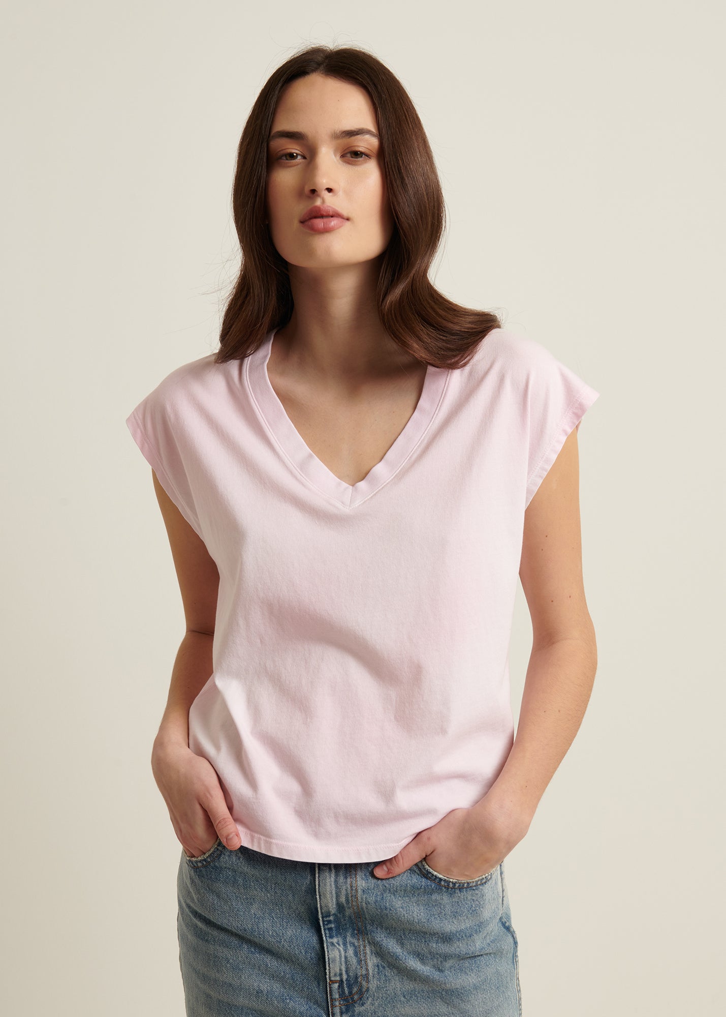 Tie Dye Pima Cotton Stretch Dolman V-Neck