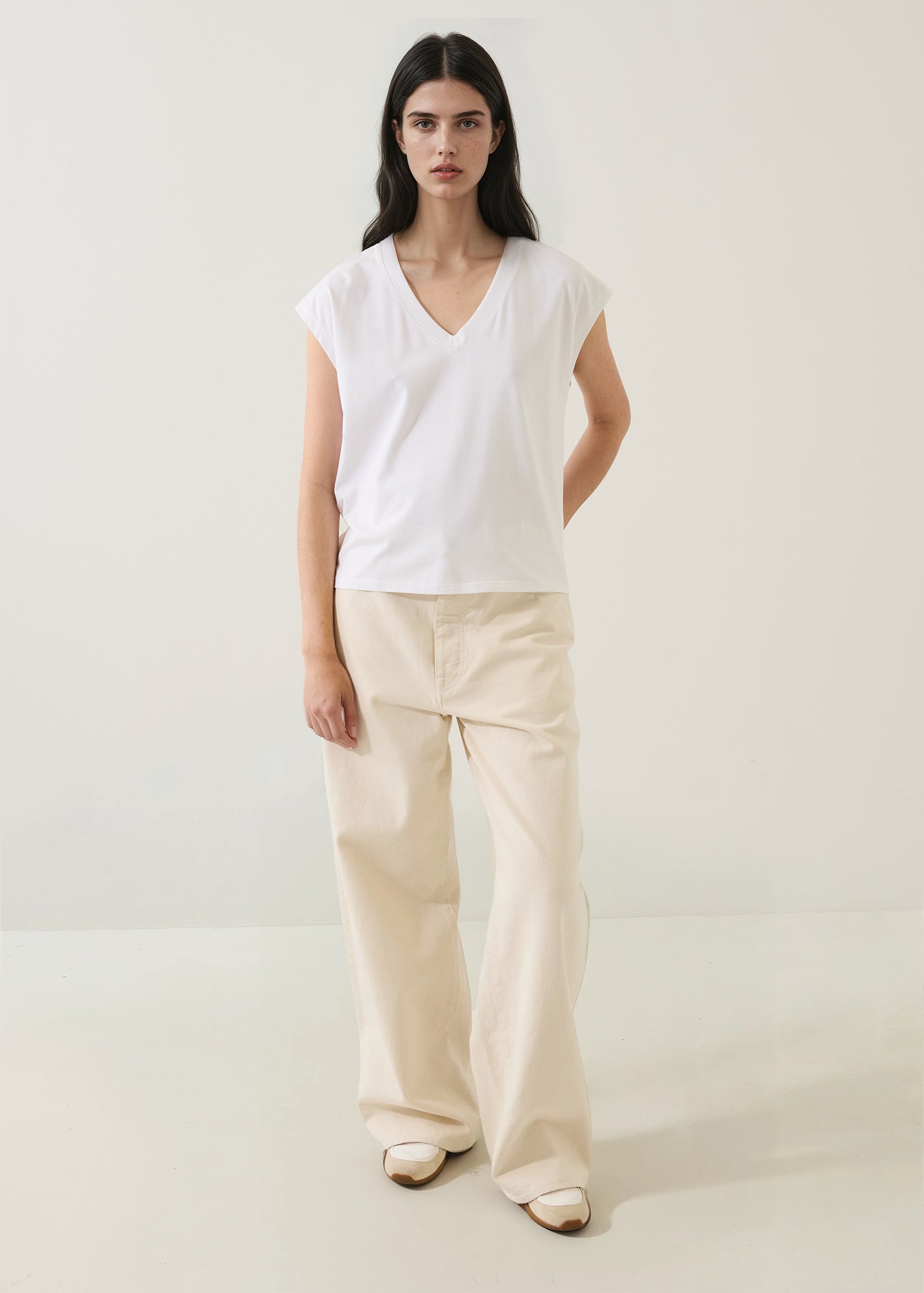 Pima Cotton Stretch Dolman V-Neck T-Shirt