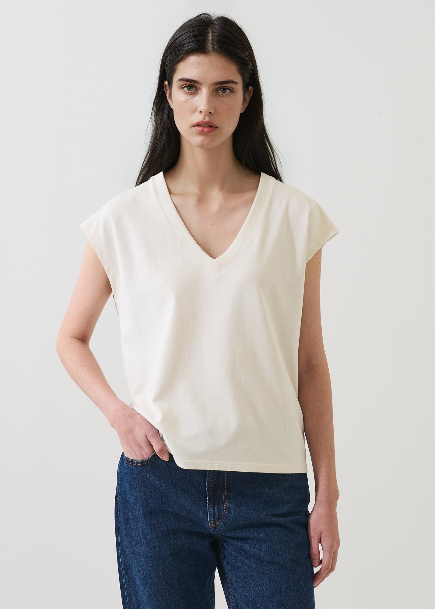 Pima Cotton Stretch Dolman V-Neck T-Shirt - PATRICK ASSARAF