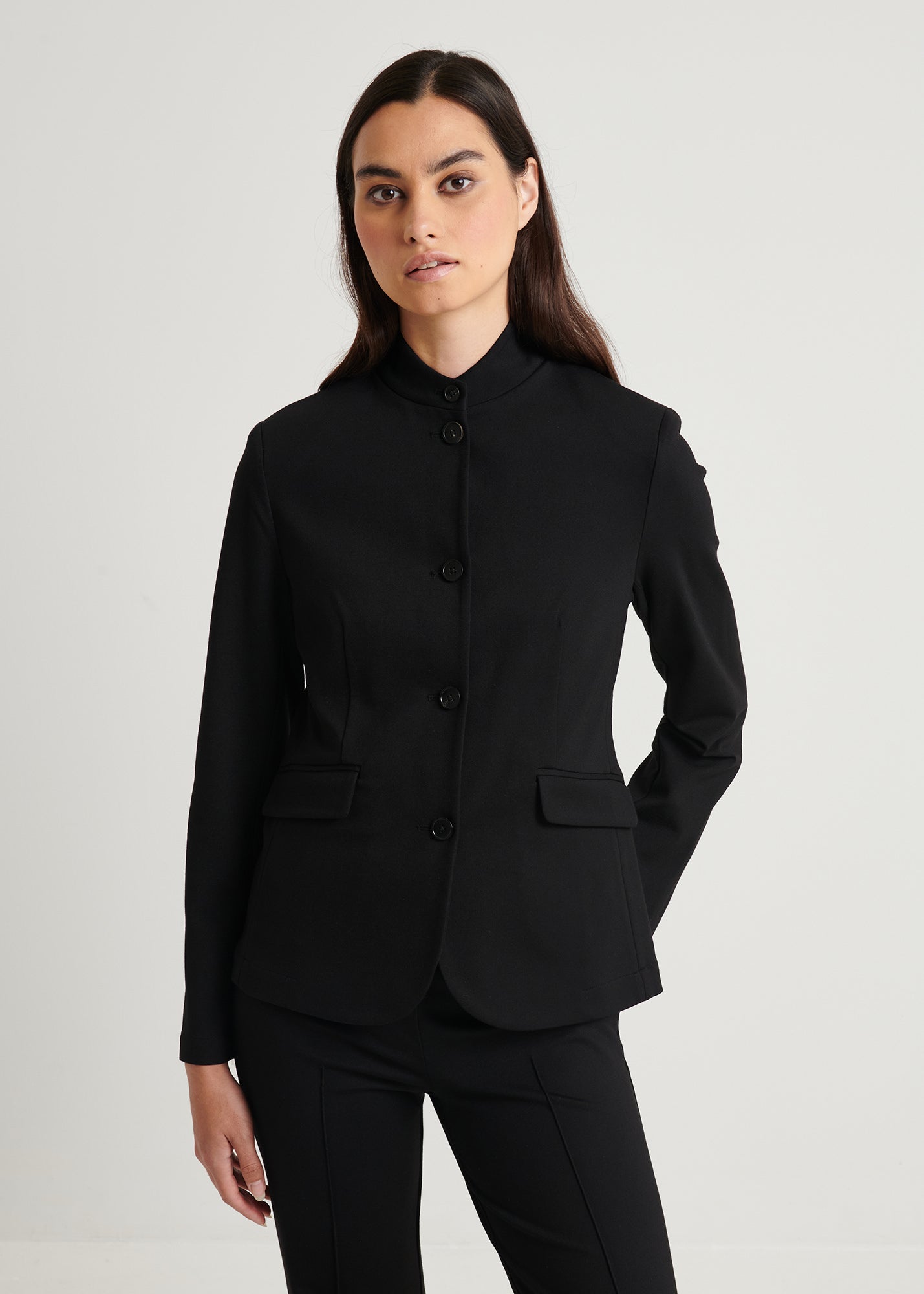 Ponte Collarless Single Breasted Blazer - PATRICK ASSARAF