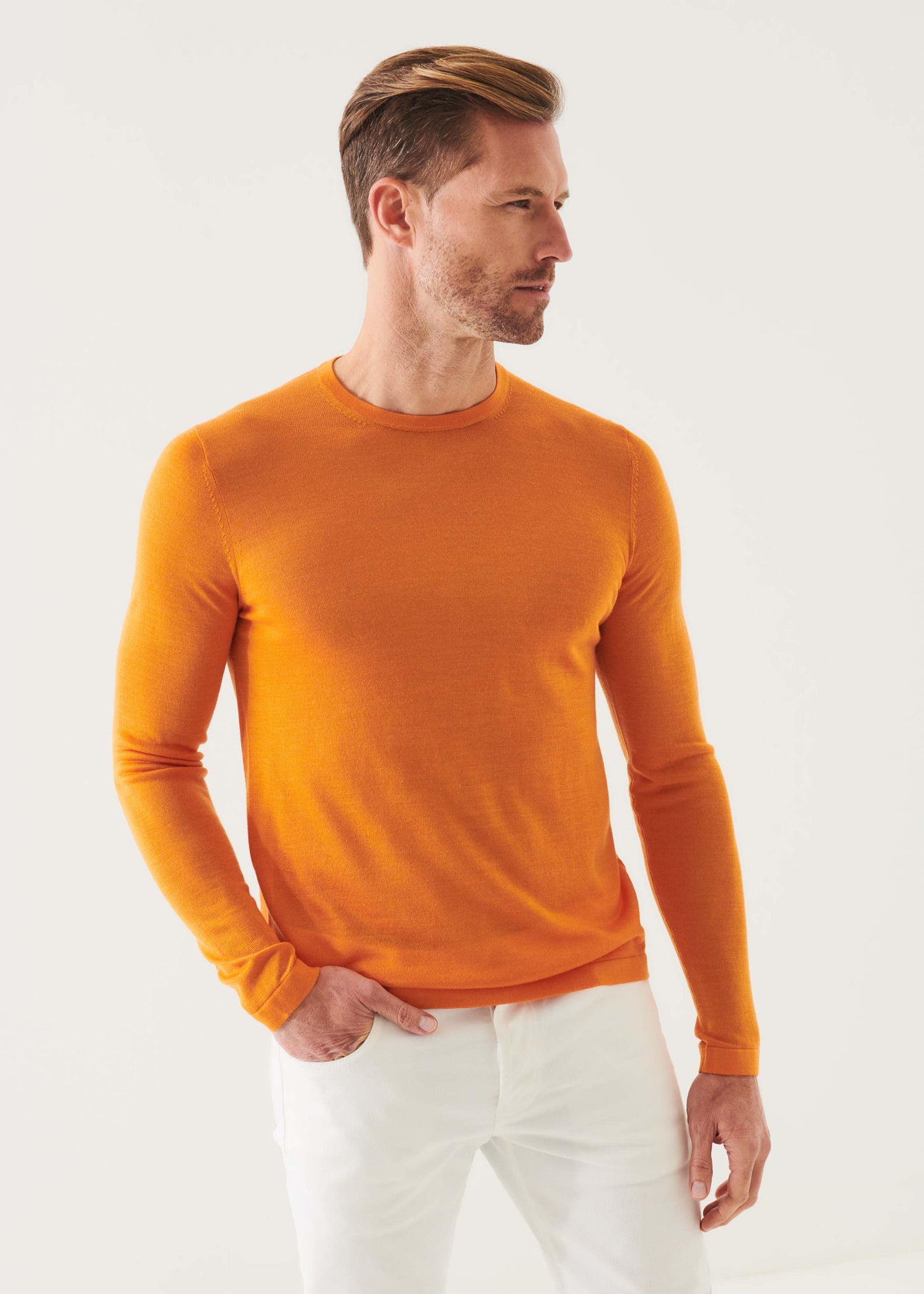 LIGHTWEIGHT MERINO BLEND CREWNECK SWEATER | PATRICK ASSARAF.