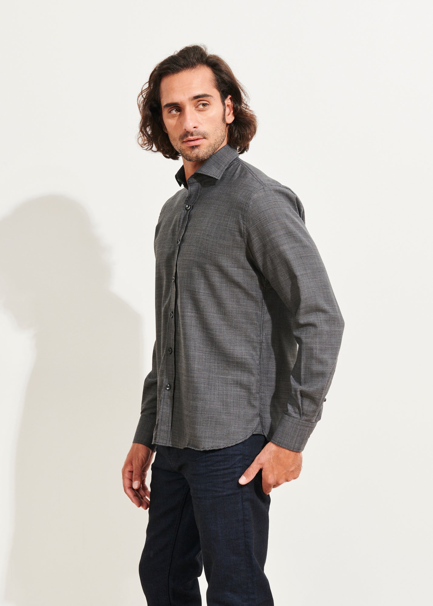 WOOL HOUNDSTOOTH SHIRT | PATRICK ASSARAF.