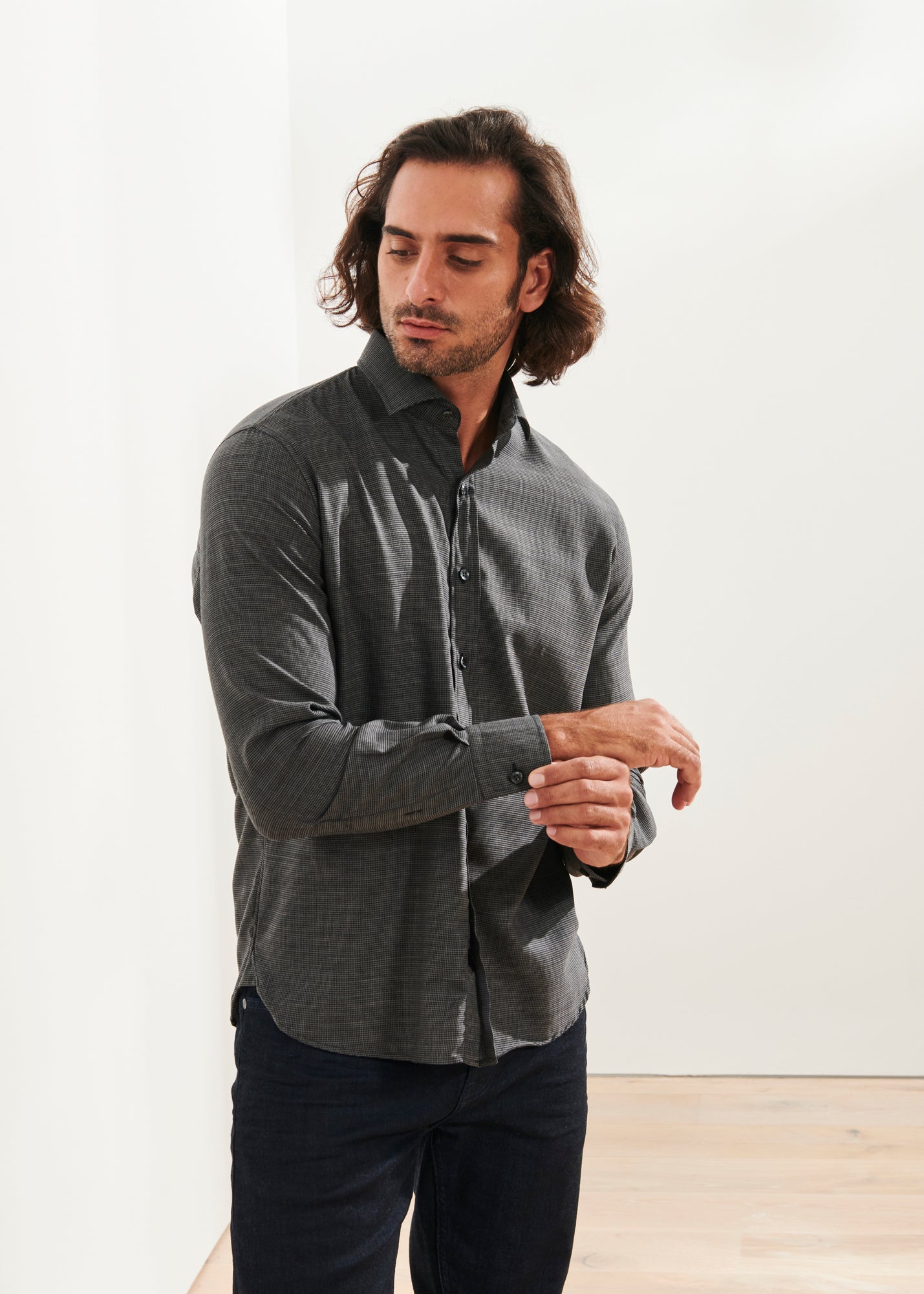 WOOL HOUNDSTOOTH SHIRT | PATRICK ASSARAF.