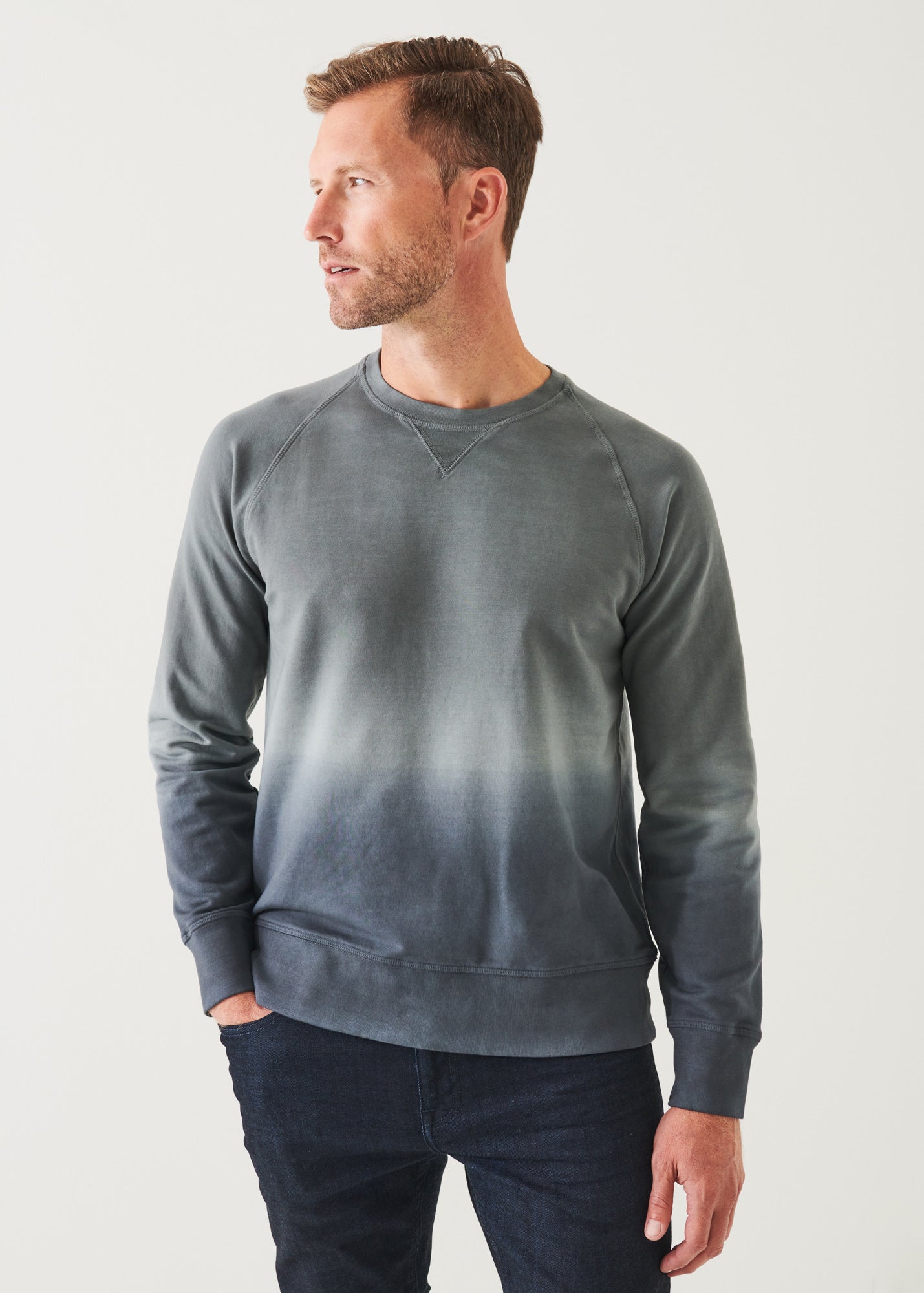 PIMA STRETCH FLEECE DEGRADE CREWNECK | PATRICK ASSARAF.