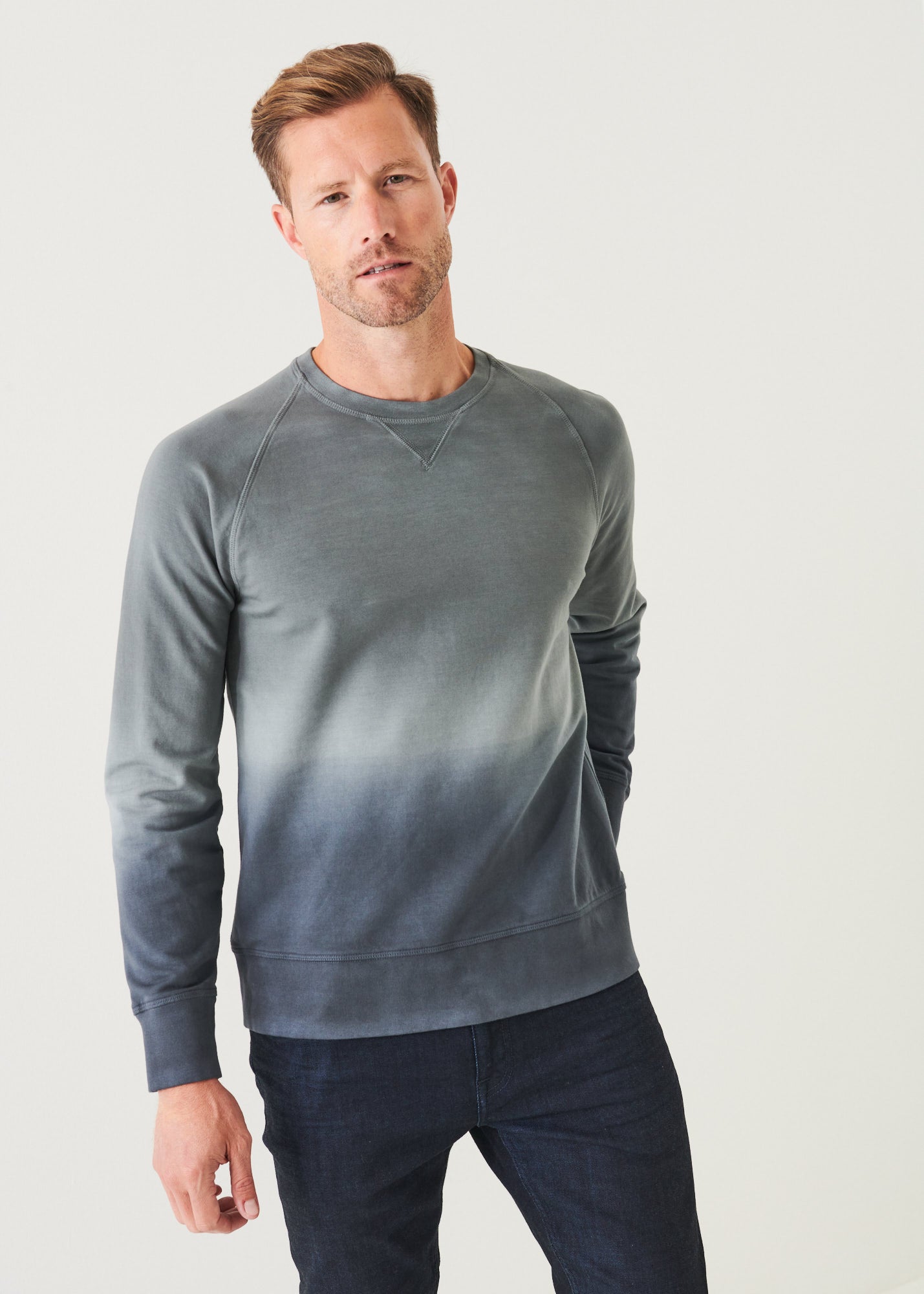 PIMA STRETCH FLEECE DEGRADE CREWNECK | PATRICK ASSARAF.