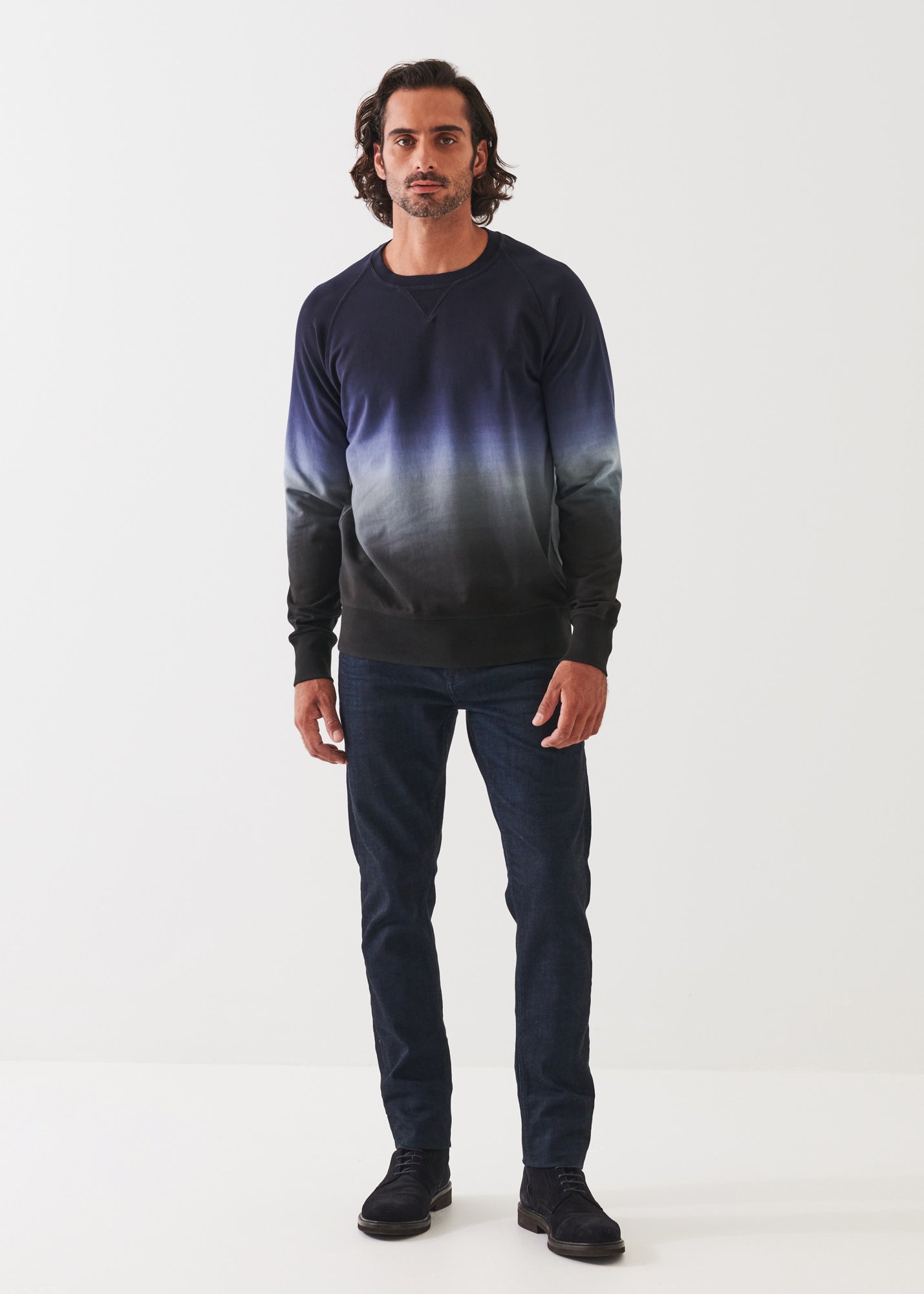 PIMA STRETCH FLEECE DEGRADE CREWNECK | PATRICK ASSARAF.