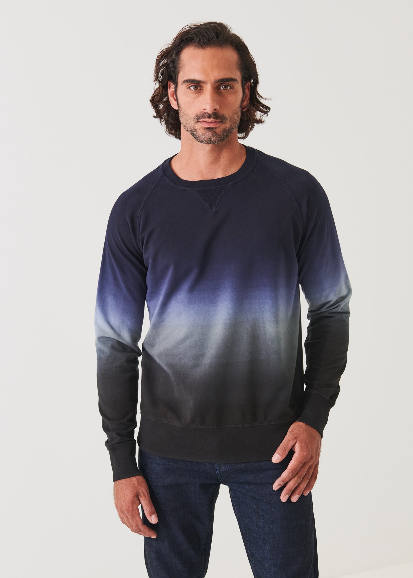 PIMA STRETCH FLEECE DEGRADE CREWNECK | PATRICK ASSARAF.