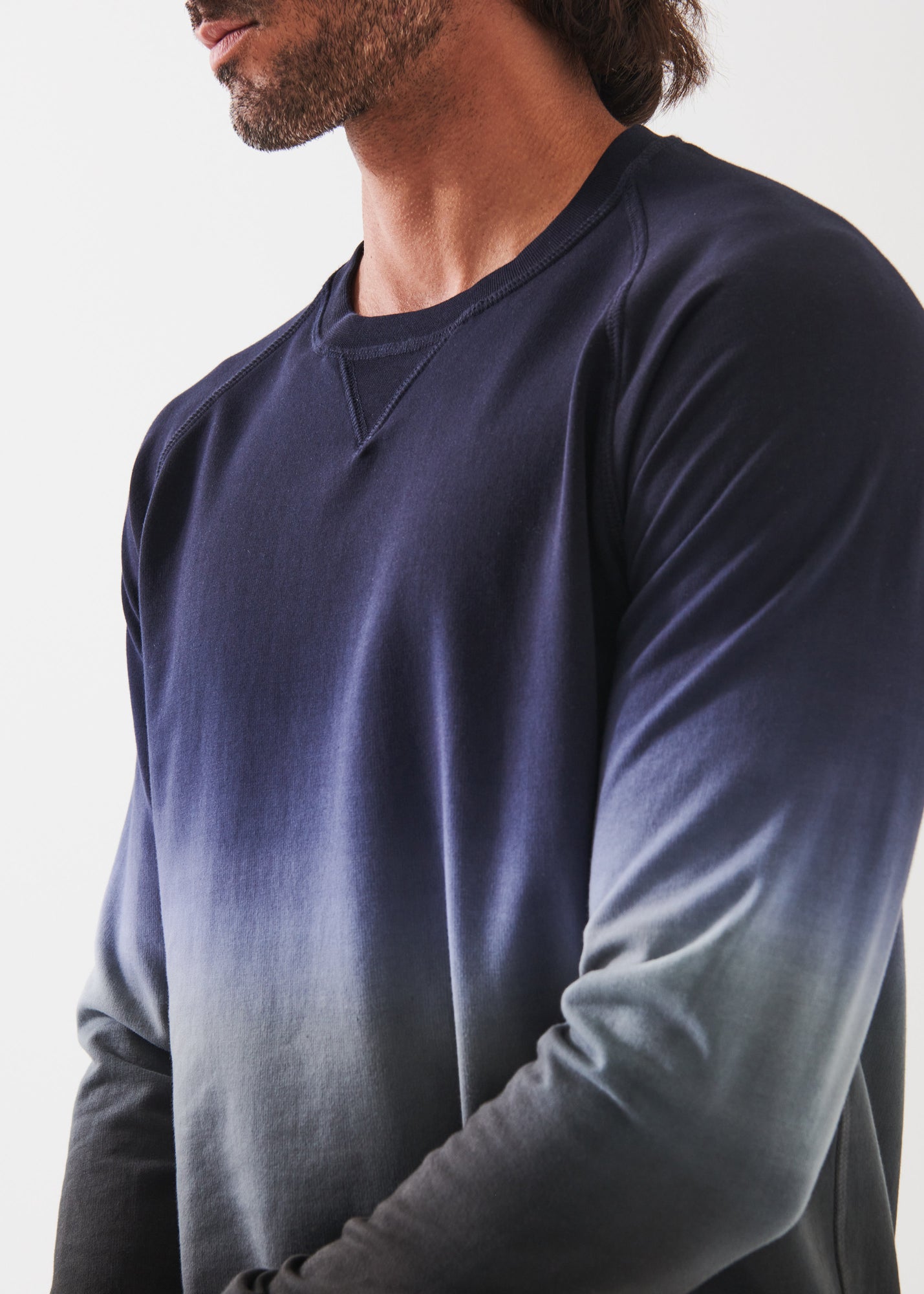 PIMA STRETCH FLEECE DEGRADE CREWNECK | PATRICK ASSARAF.