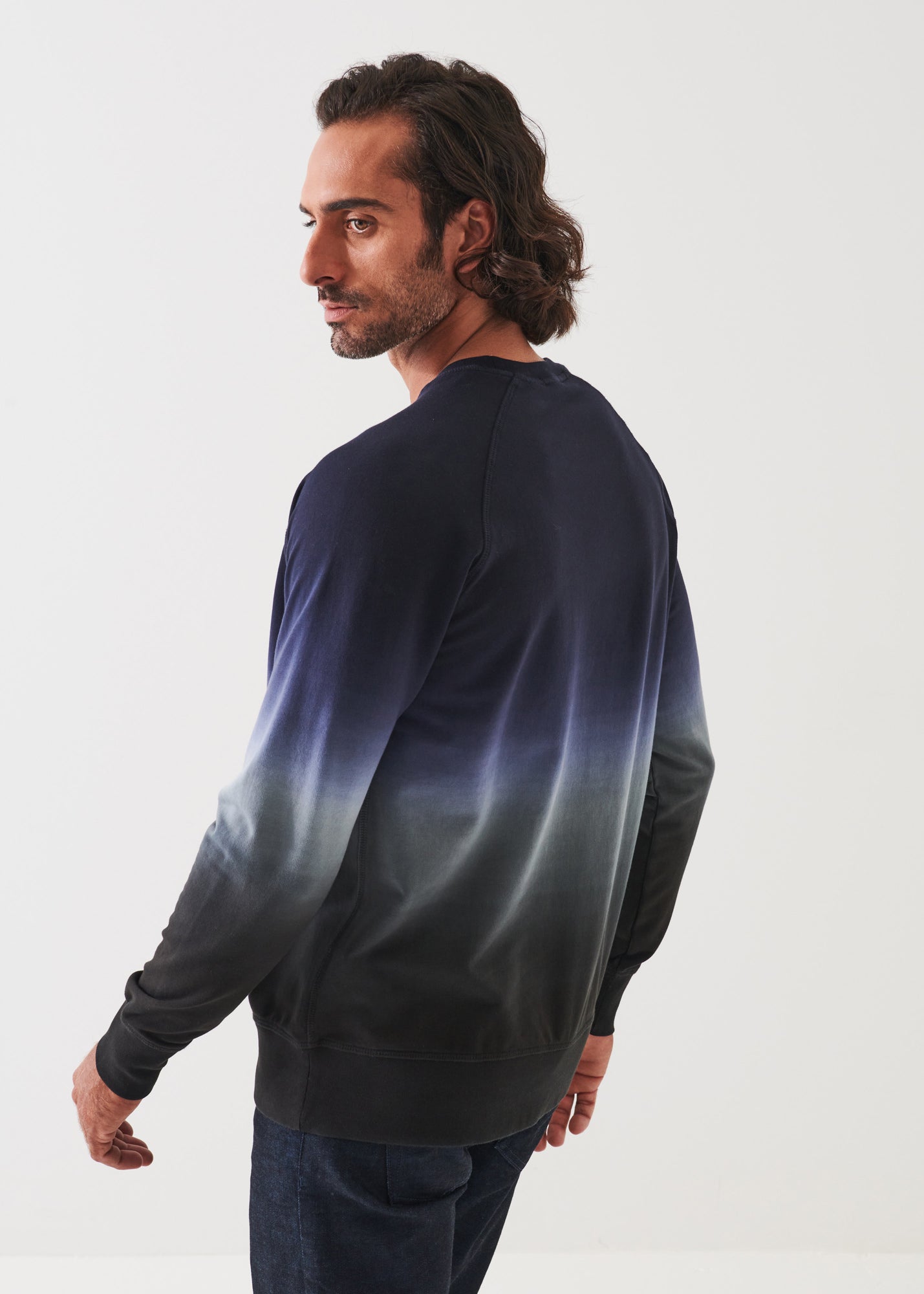 PIMA STRETCH FLEECE DEGRADE CREWNECK | PATRICK ASSARAF.