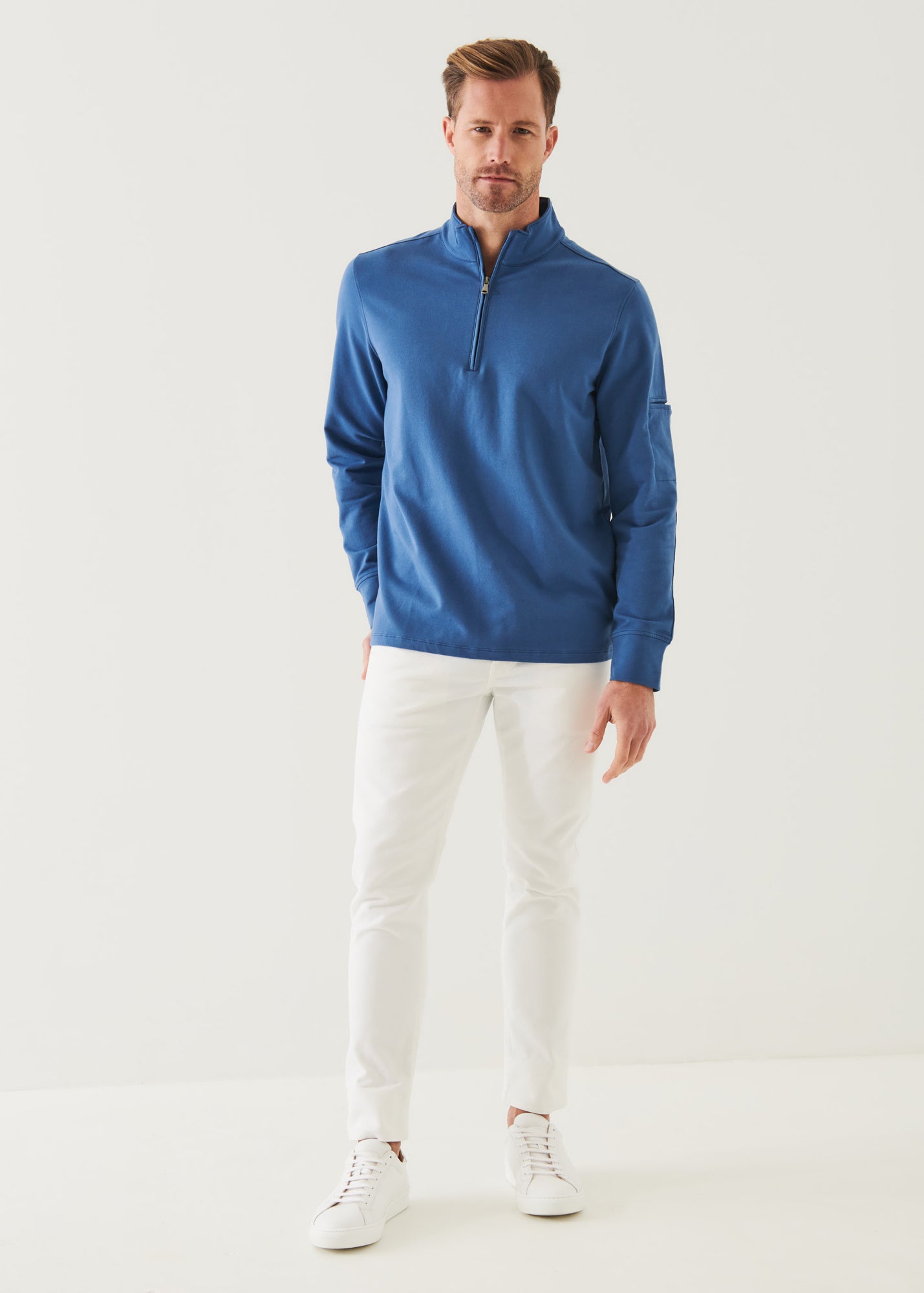 PIMA COTTON FRENCH TERRY QUARTER ZIP | PATRICK ASSARAF.