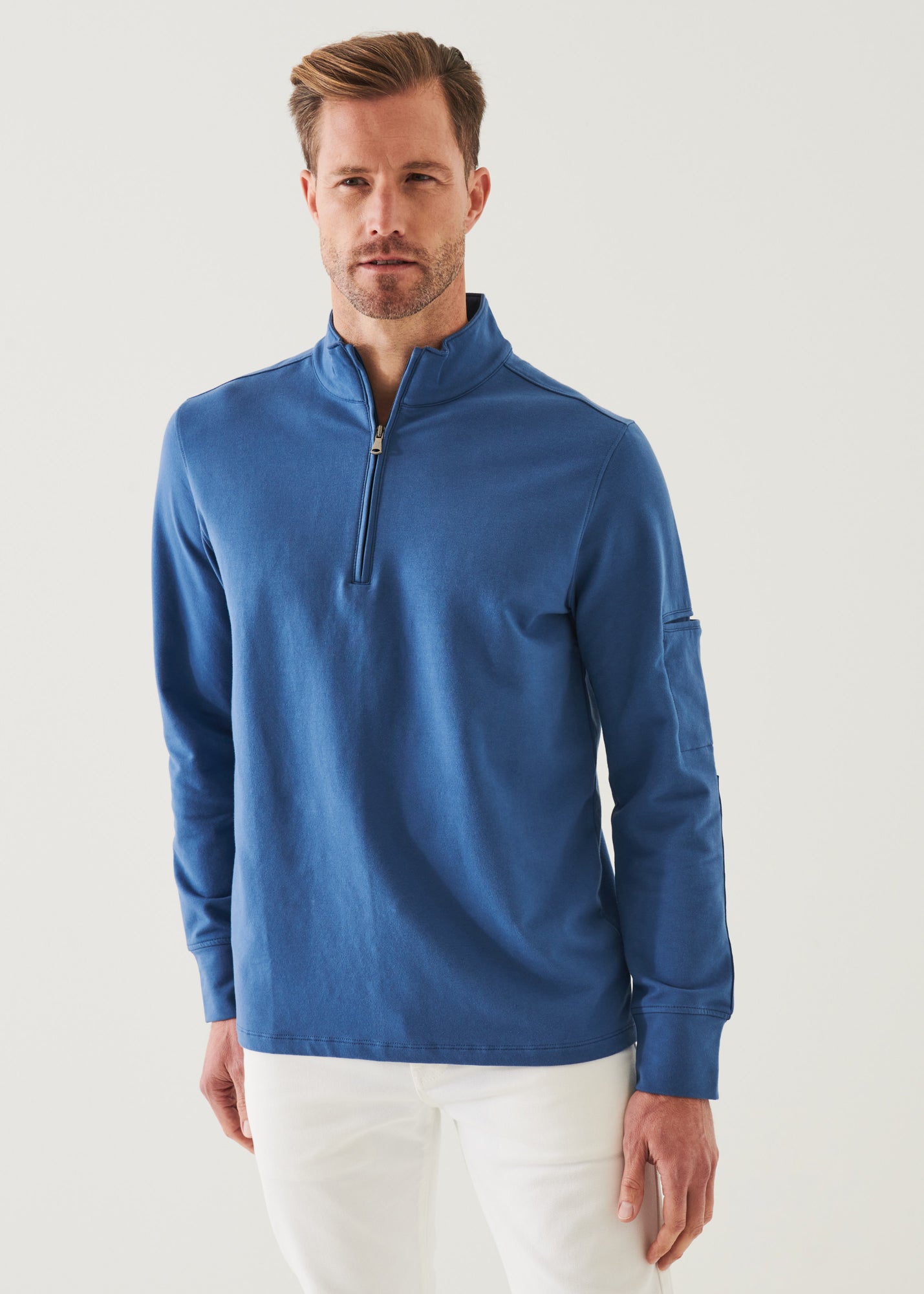 PIMA COTTON FRENCH TERRY QUARTER ZIP | PATRICK ASSARAF.